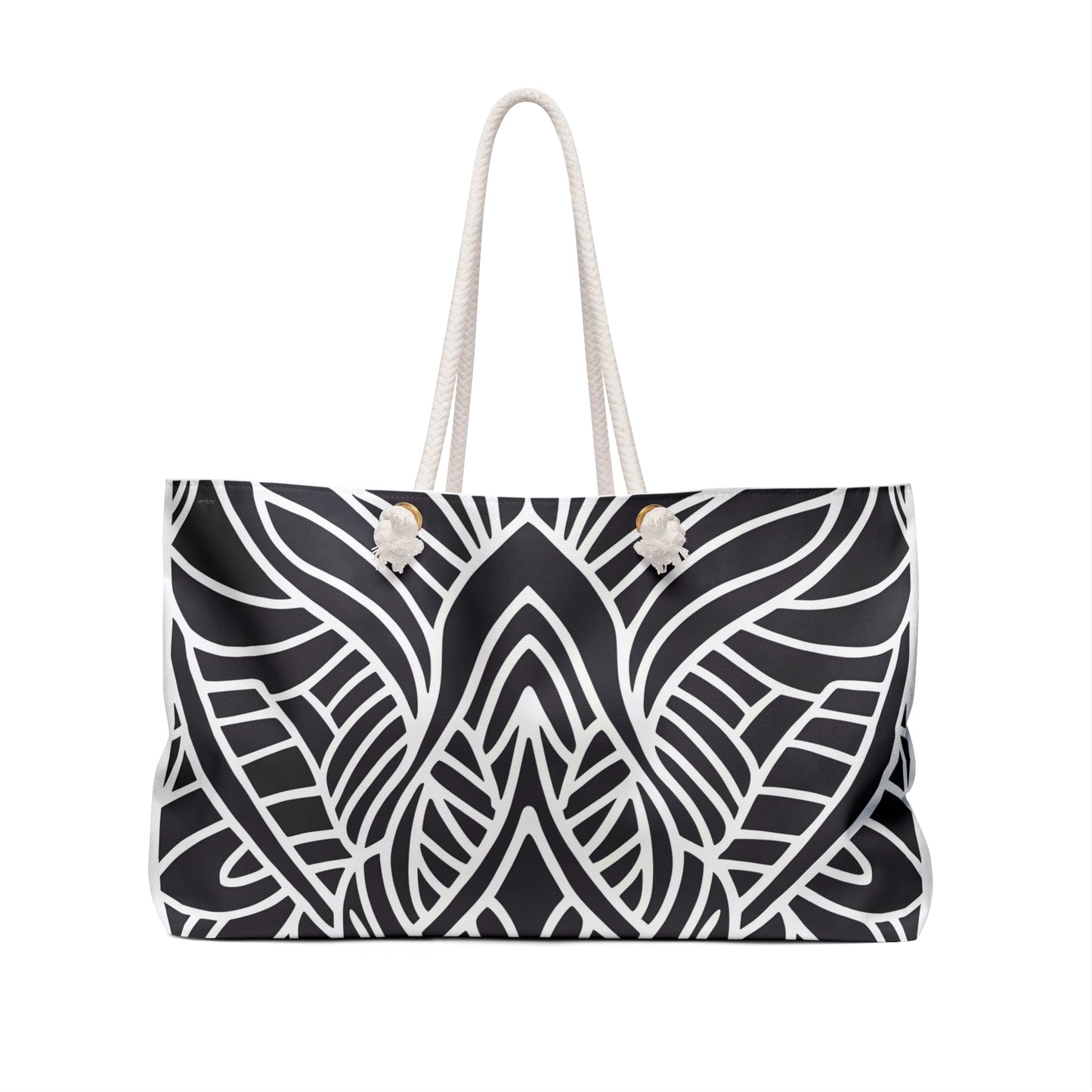Canvas Weekender Bag - Black and White Tribal Design, Ethnic Travel Bag - LOLA VEGAS ART