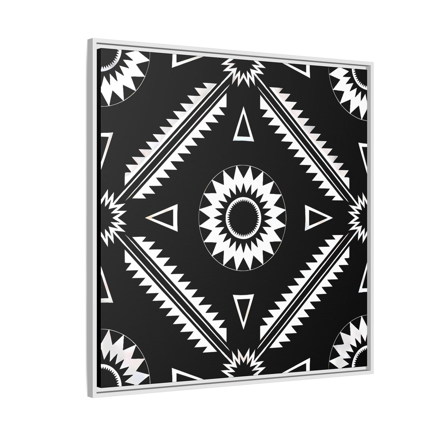 Framed Abstract Art Print, Geometric Wall Decor, Modern Home Accent, Black and White Framed Canvas - LOLA VEGAS ART