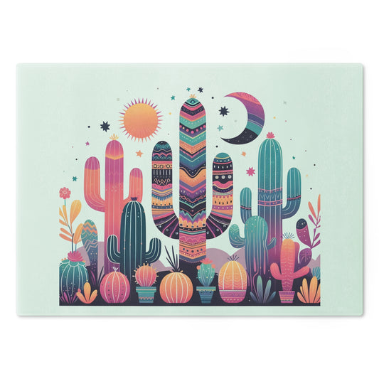 Cactus Art Cutting Board, Colorful Serving Board, Kitchen Decor, Gift for Foodies, Unique Home Gift, Southwestern Style - LOLA VEGAS ART