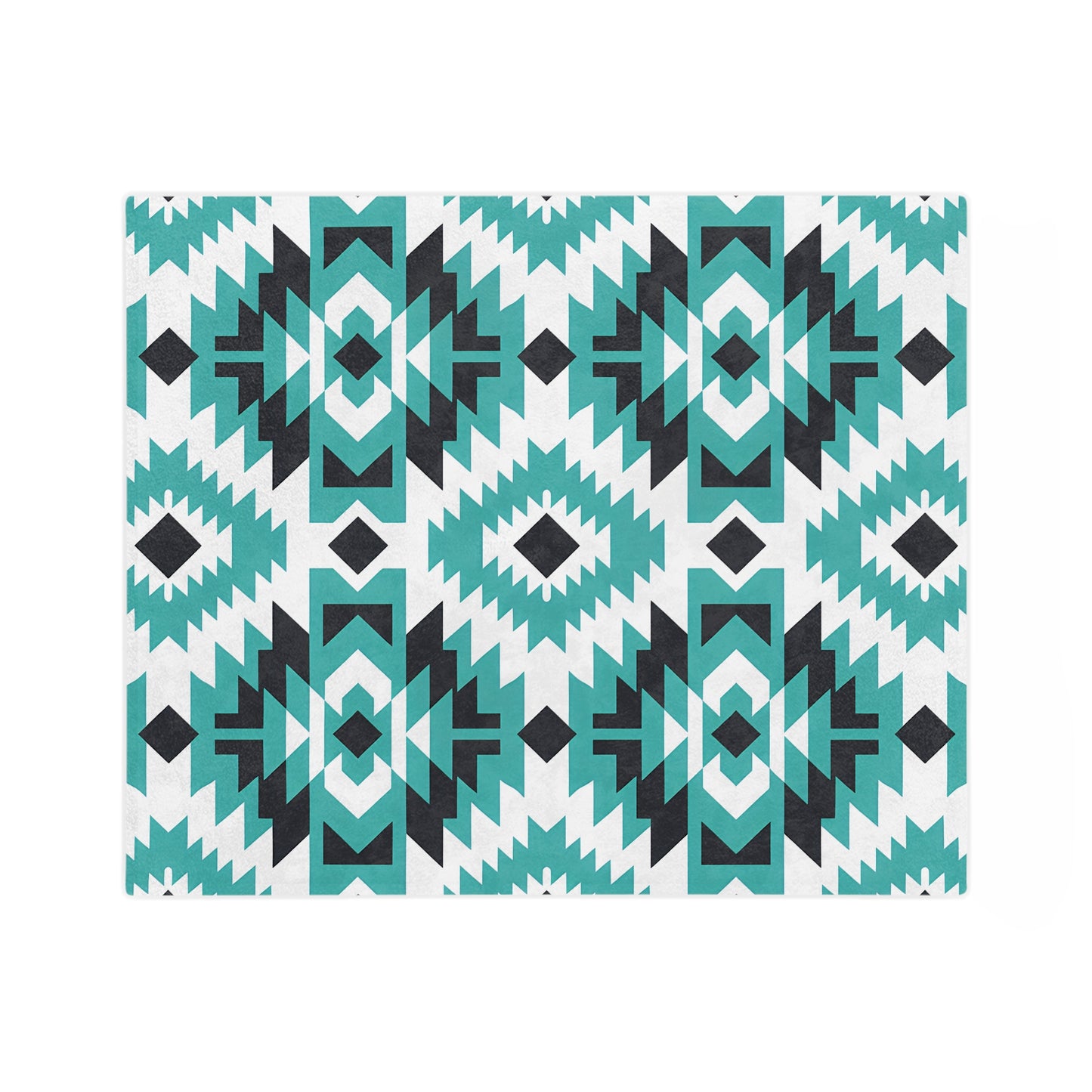 Turquoise Tribal Velveteen Blanket, Cozy Throw for Indoor, Outdoor Use, Perfect Gift for Relaxing & Home Decor, Tribe Pattern - LOLA VEGAS ART