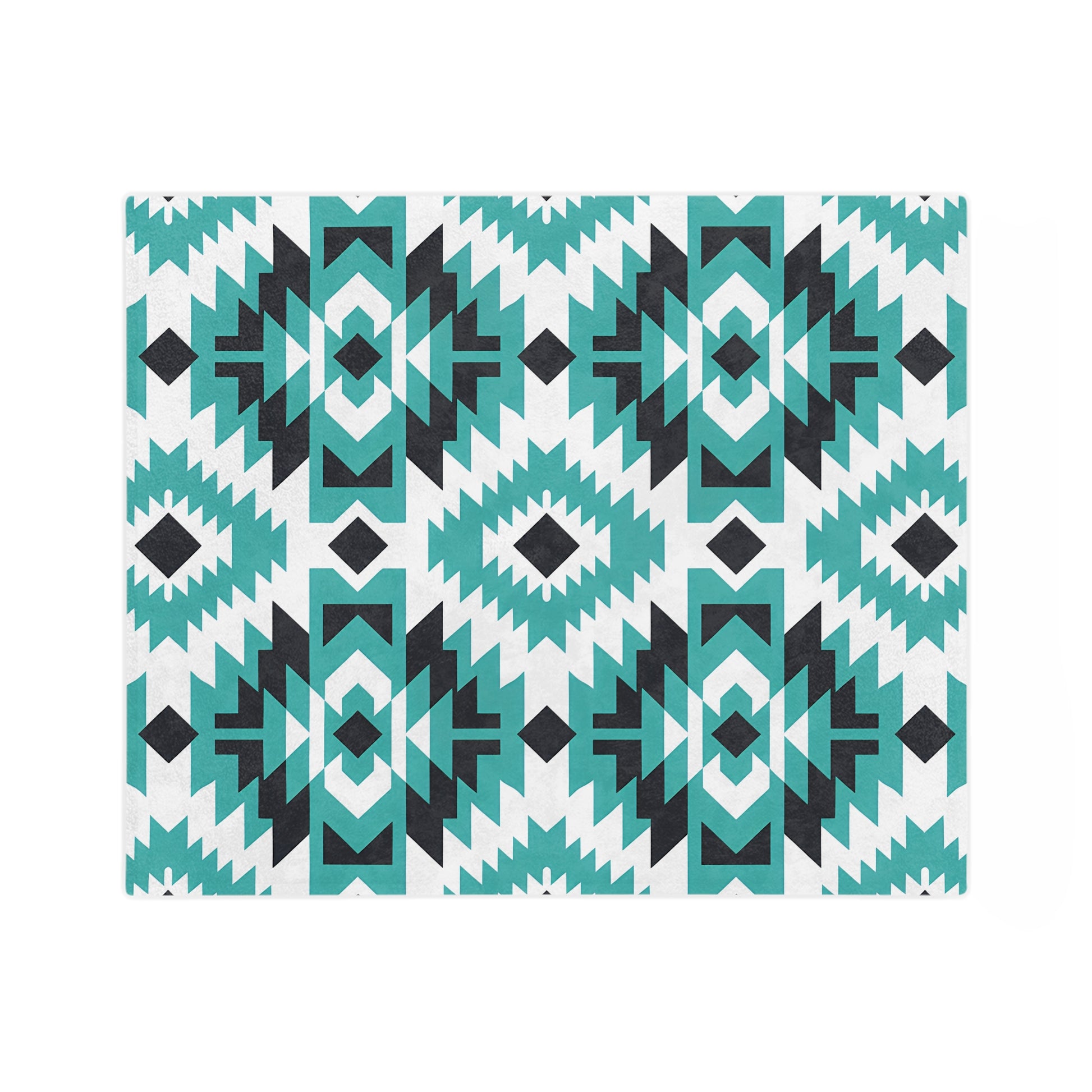 Turquoise Tribal Velveteen Blanket, Cozy Throw for Indoor, Outdoor Use, Perfect Gift for Relaxing & Home Decor, Tribe Pattern - LOLA VEGAS ART