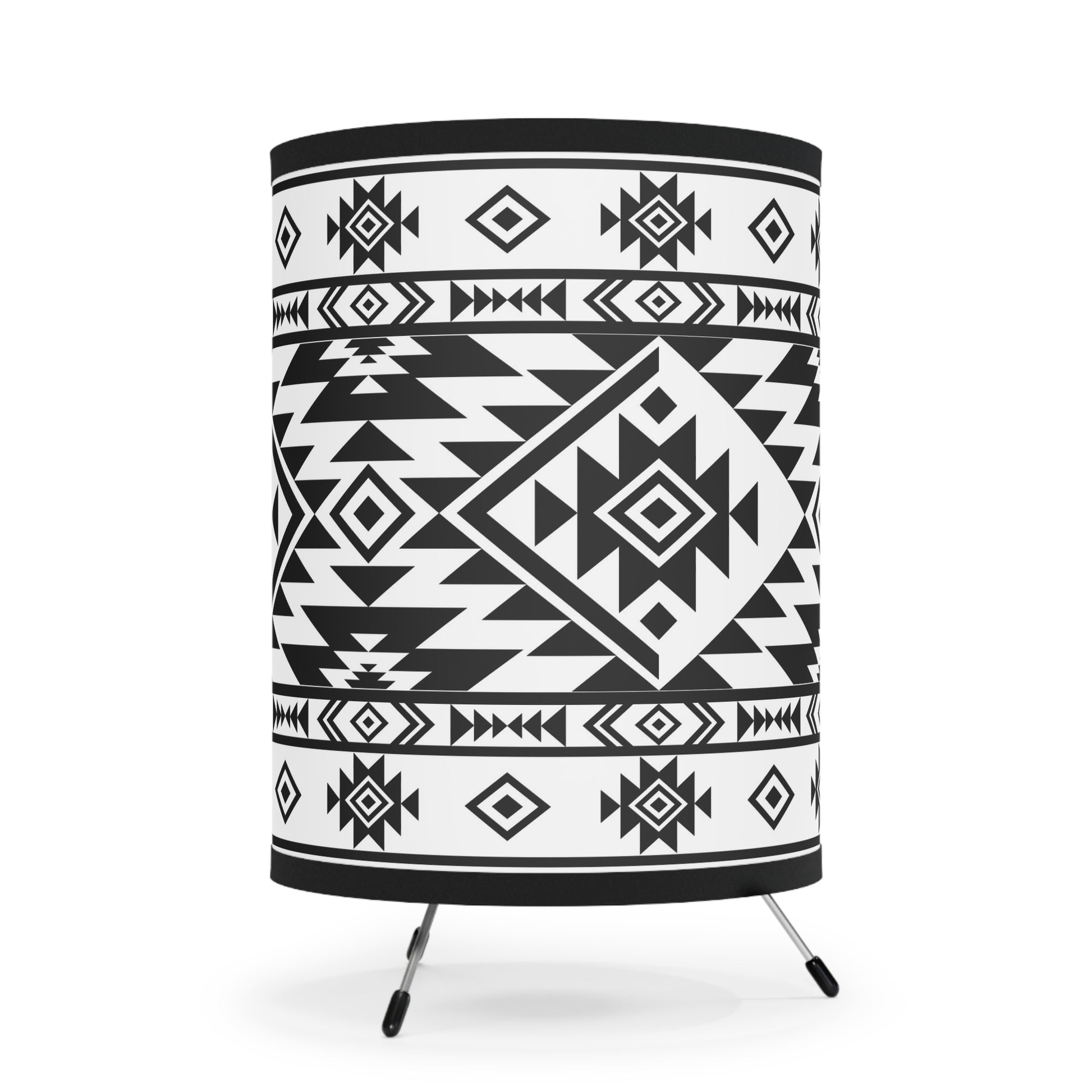 Table Lamp, Tribal Ethnic Print, Eclectic Home Decor, US Plug, Black and White Shade, Native Design, CA Plug, Boho Chic Lighting, Unique - LOLA VEGAS ART