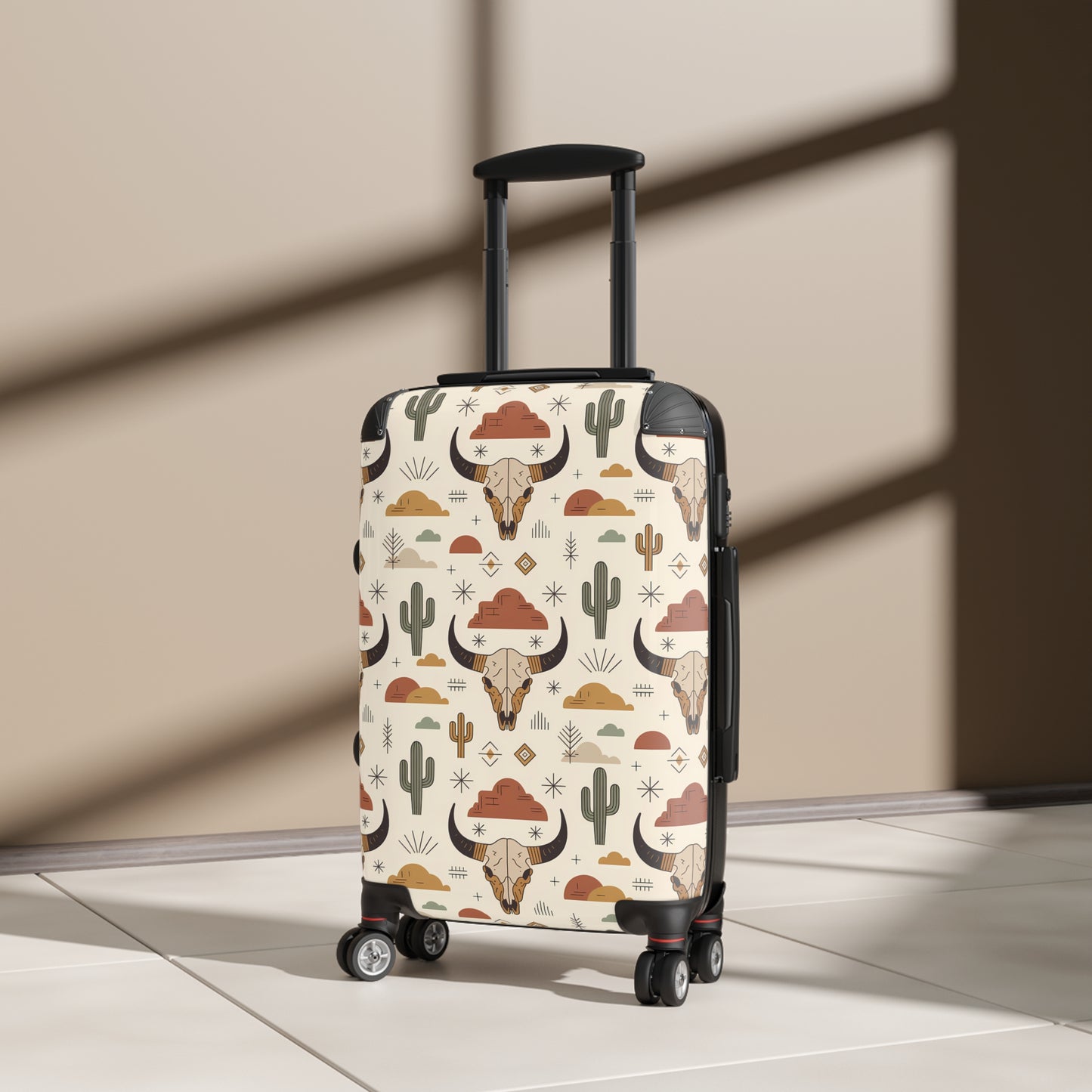 Southwest Desert Pattern Suitcase, Travel Luggage, Bohemian Style Carry-On, Unique Gift for Wanderlust, Vacation Accessory - LOLA VEGAS ART