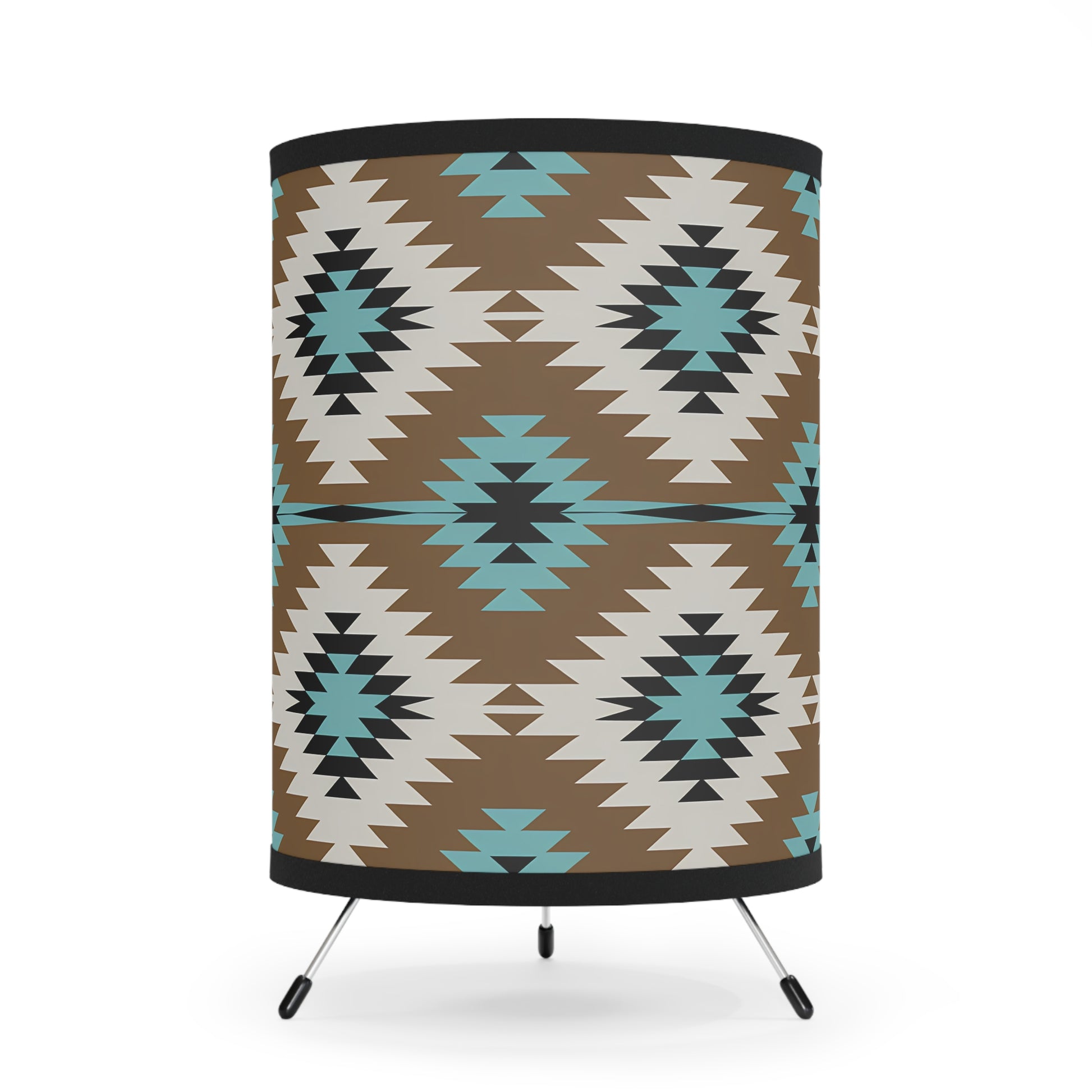 Bohemian Tripod Lamp - Aztec Patterned Shade, Home Decor, Modern Lighting, Tribal Style, Unique Gift, Bedroom Accent - LOLA VEGAS ART