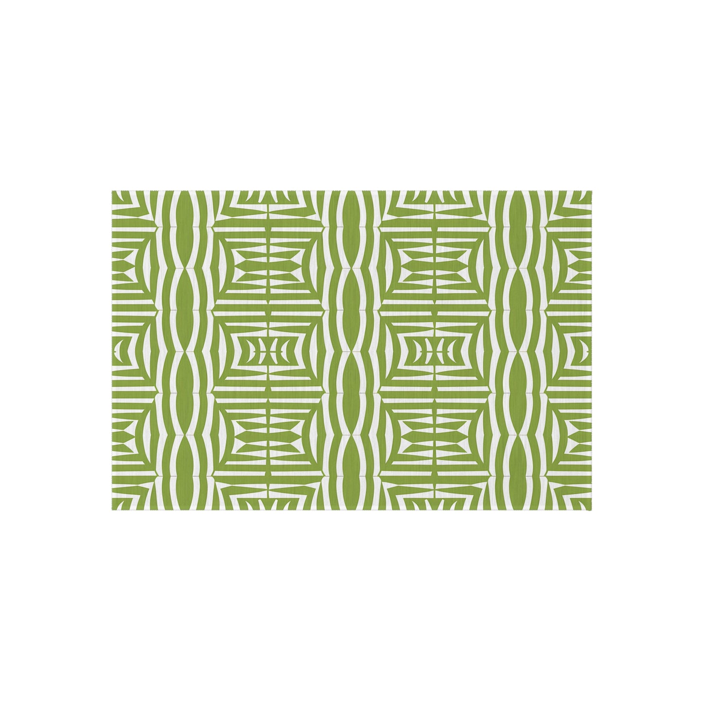 Green and White Stylish Outdoor/Indoor Rug, Patio Decor, Garden Area Rug, Outdoor Living, Summer BBQ Accessories, Boho Home Decor