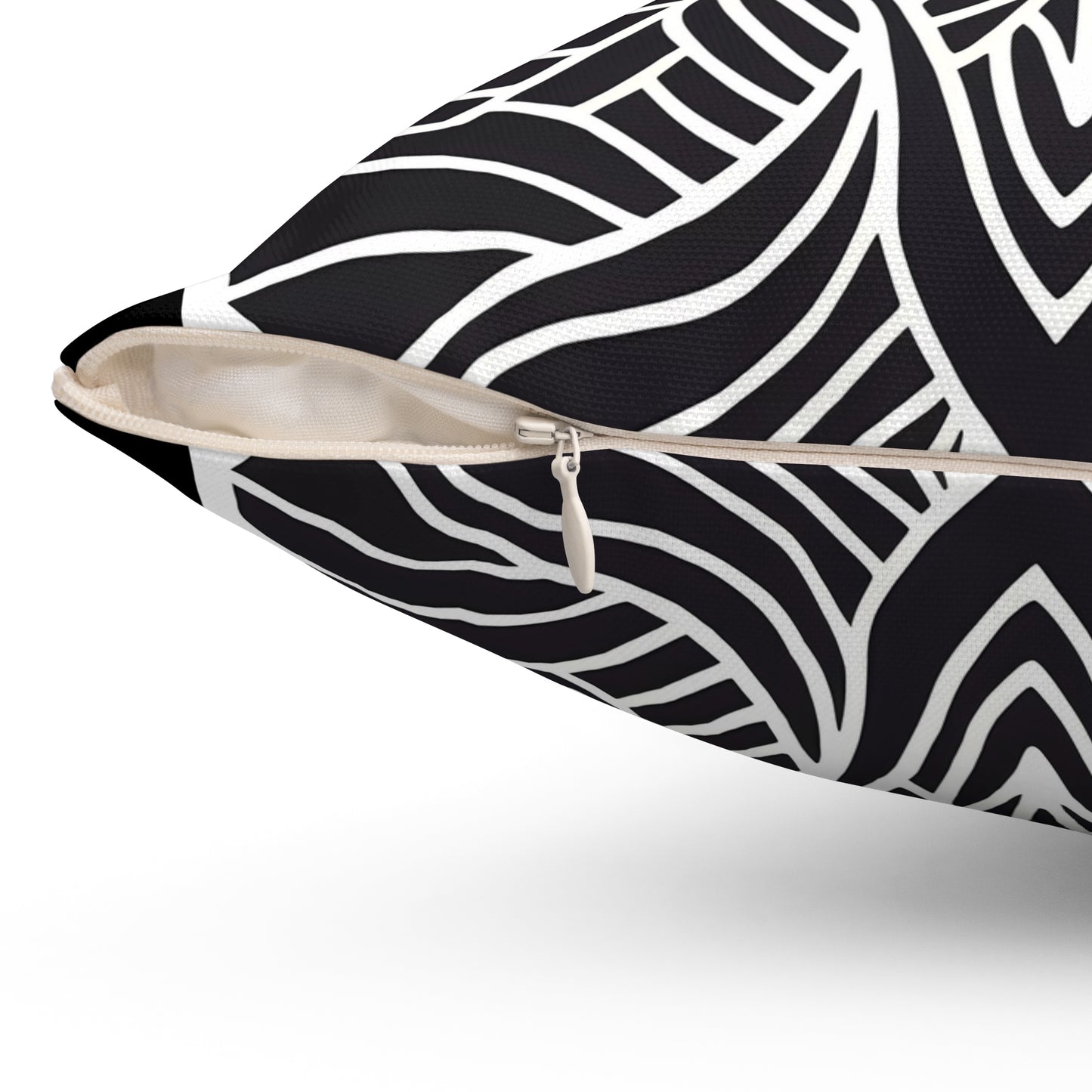 Square Pillow - Black and White Tribal Design Ethnic and Dramatic - LOLA VEGAS ART