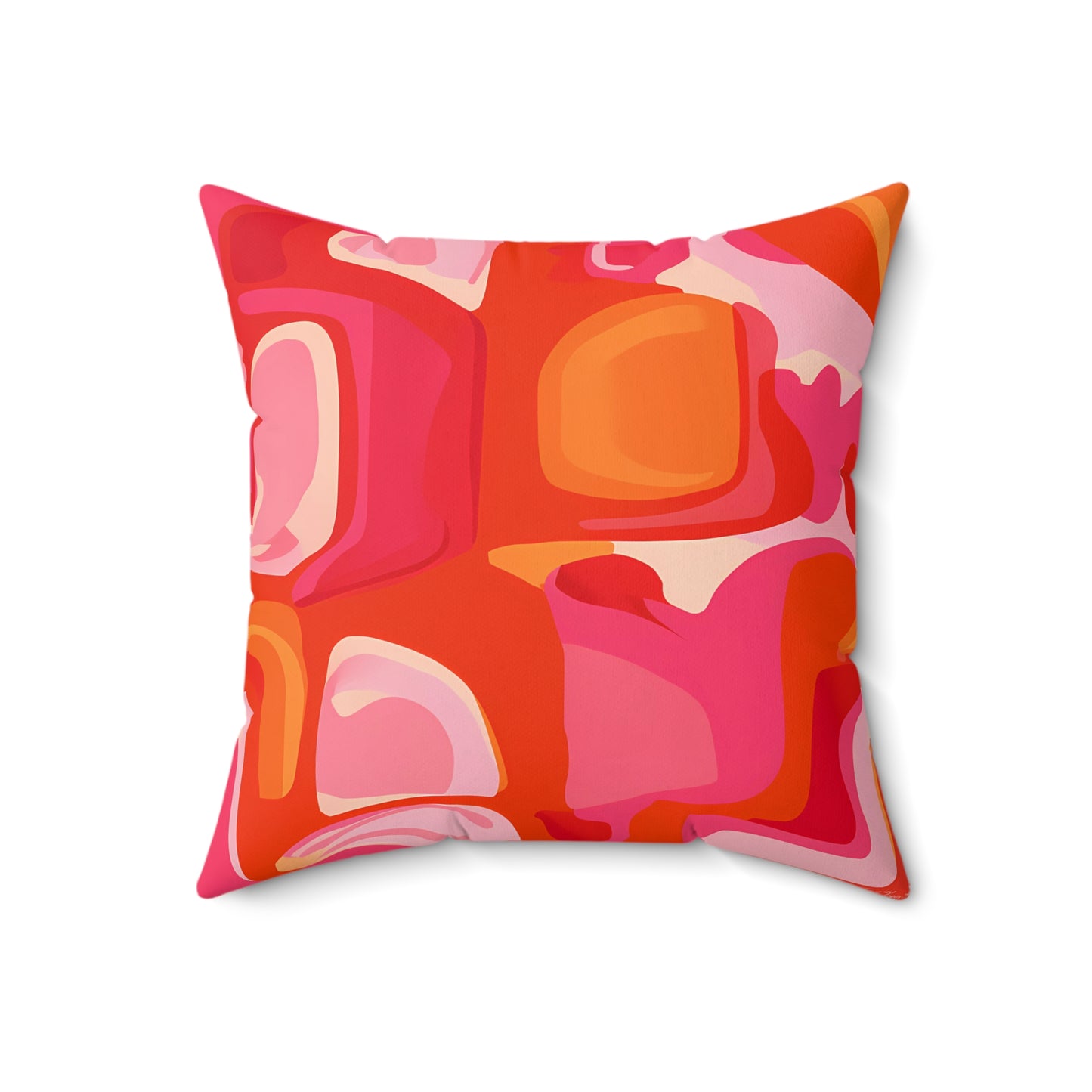 Boho Psychedelic Pillow, Retro Pink Orange Abstract Square Throw Pillow, Home Decor Accent, Bohemian Cushion, Groovy Pillowcase, Hippie - LOLA VEGAS ART