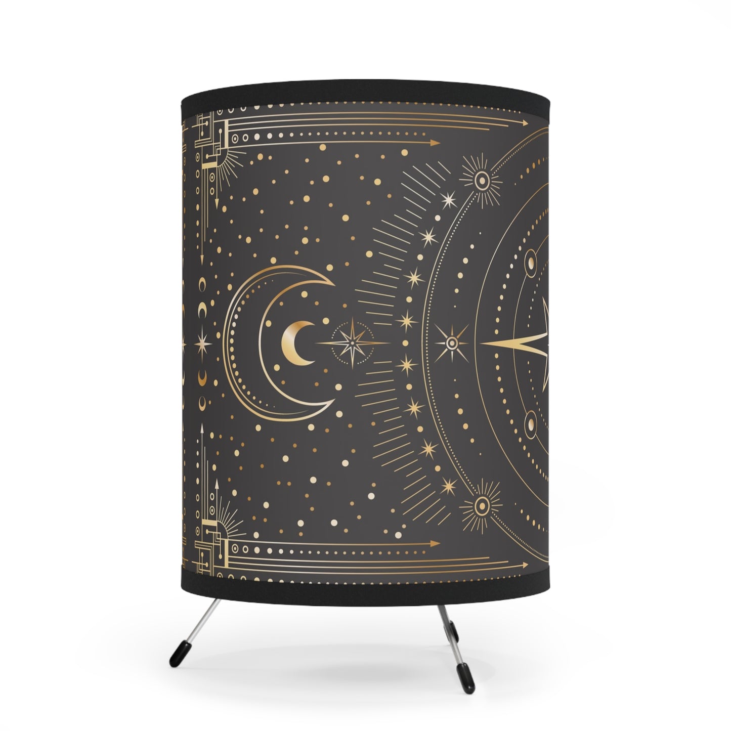 Table Lamp, Black and Gold Stars Retro Tripod Lamp, Eclectic Home Decor, US\Ca Plug. Living Room, Bedroom Accessories - LOLA VEGAS ART