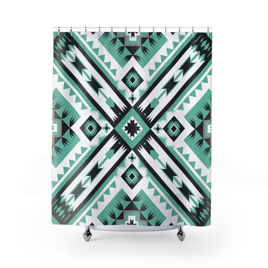 Bohemian Shower Curtains, Tribal Pattern Bathroom Decor, Vintage Style Shower Curtain, Eco-Friendly Home Accessories, Stylish Bathroom - LOLA VEGAS ART