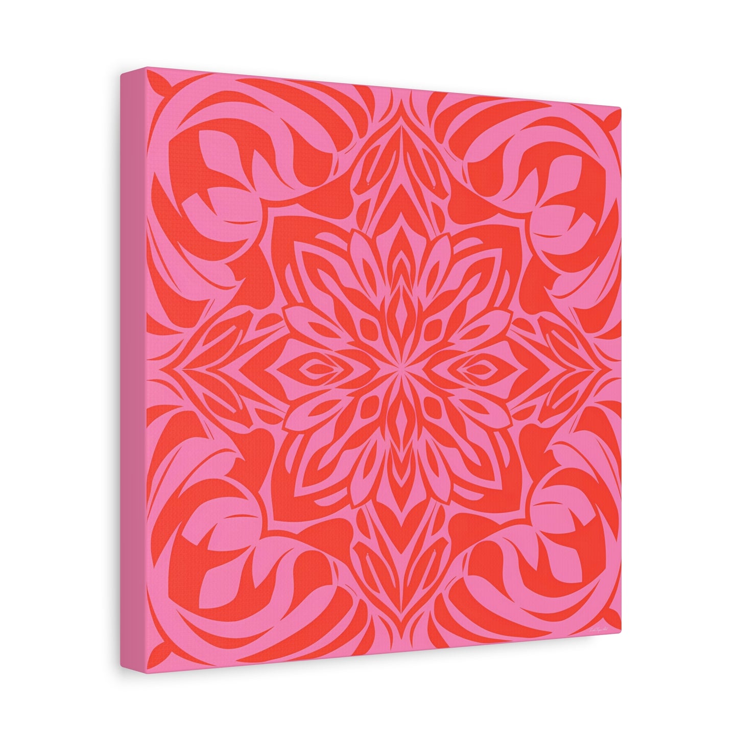 Canvas Wall Art, Pink and Orange Boho Design, Feminine Home Decor, Square, Stretched, 1 25" Matte Canvas, Bohemian Chic, Artwork Print, - LOLA VEGAS ART