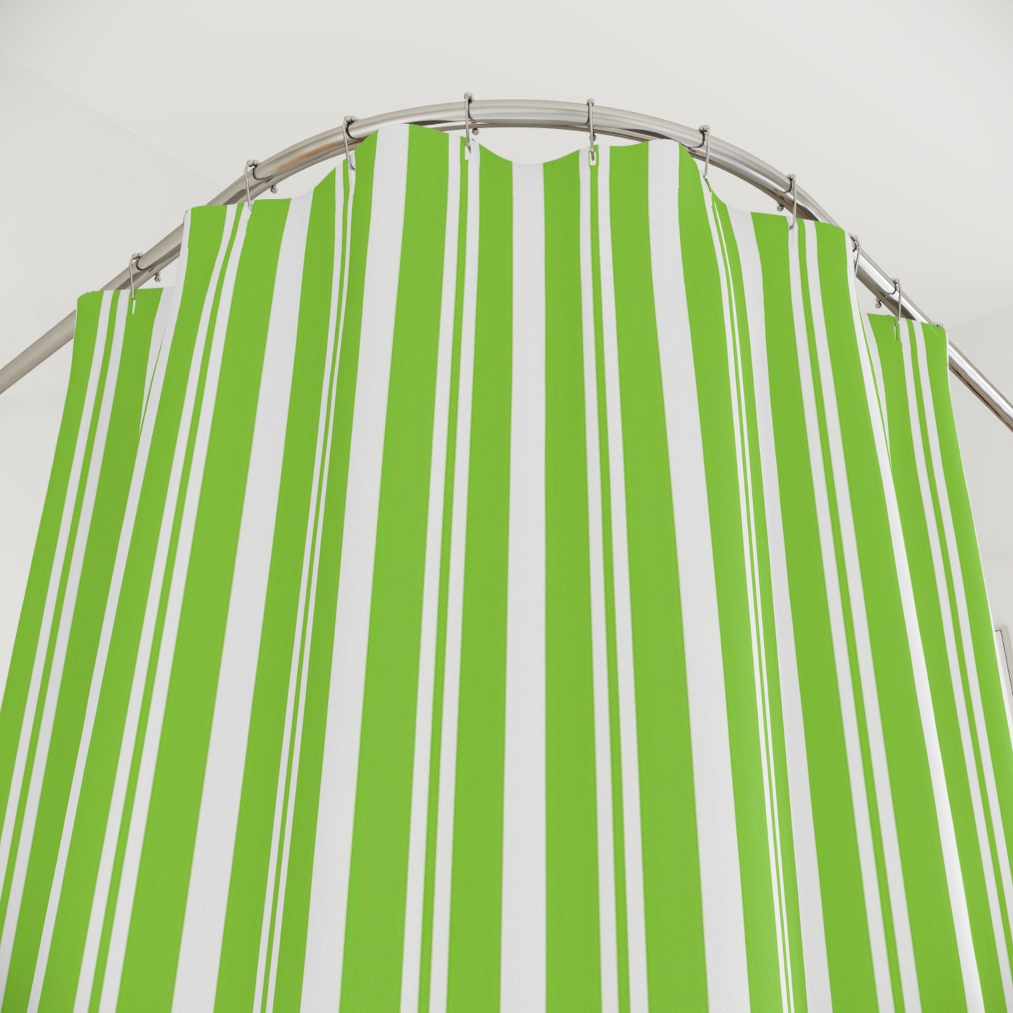 Lively Green Striped Shower Curtain, Modern Bathroom Decor, Trendy Home Accessory, Gift for Her, Eco-Friendly Bath Curtain - LOLA VEGAS ART