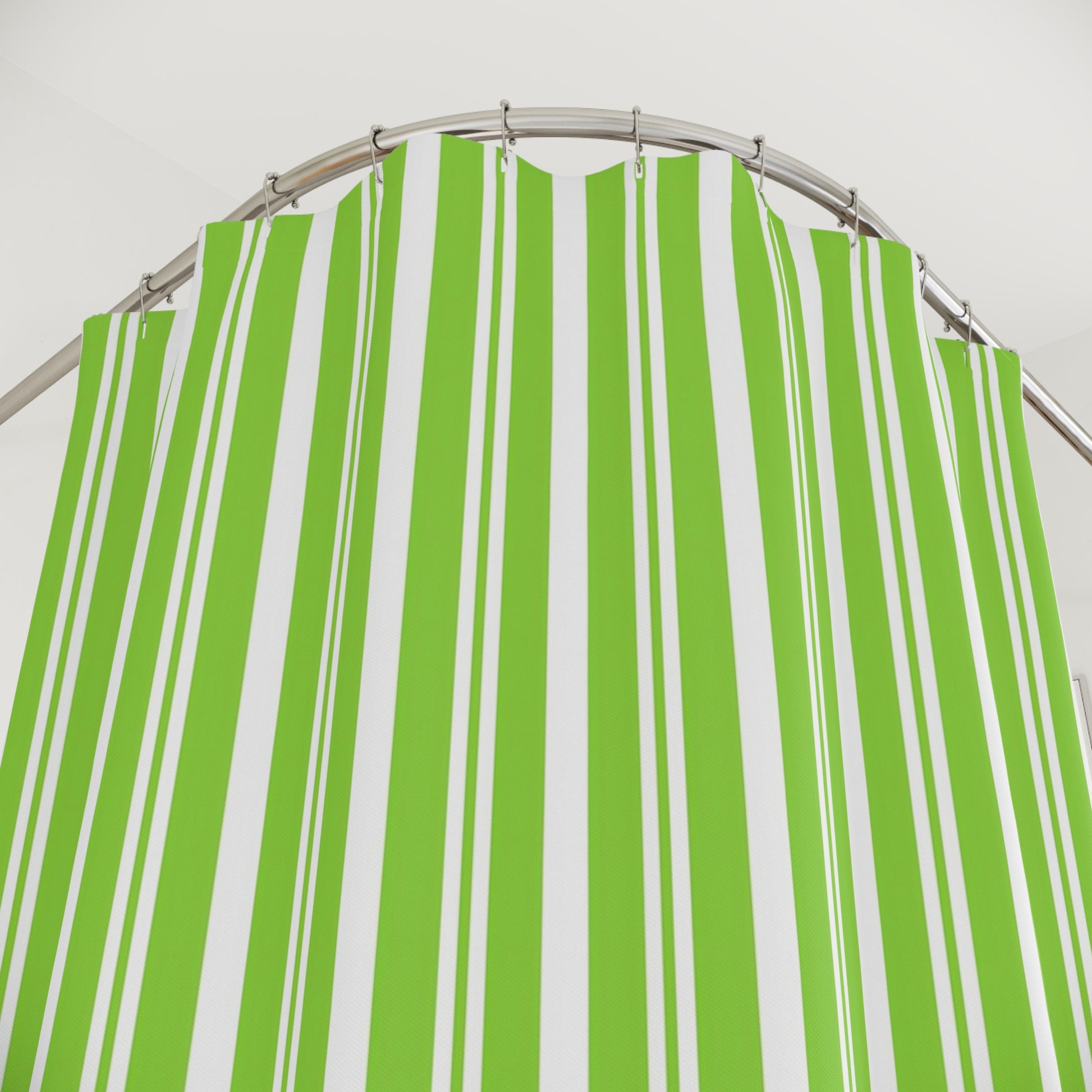 Lively Green Striped Shower Curtain, Modern Bathroom Decor, Trendy Home Accessory, Gift for Her, Eco-Friendly Bath Curtain - LOLA VEGAS ART