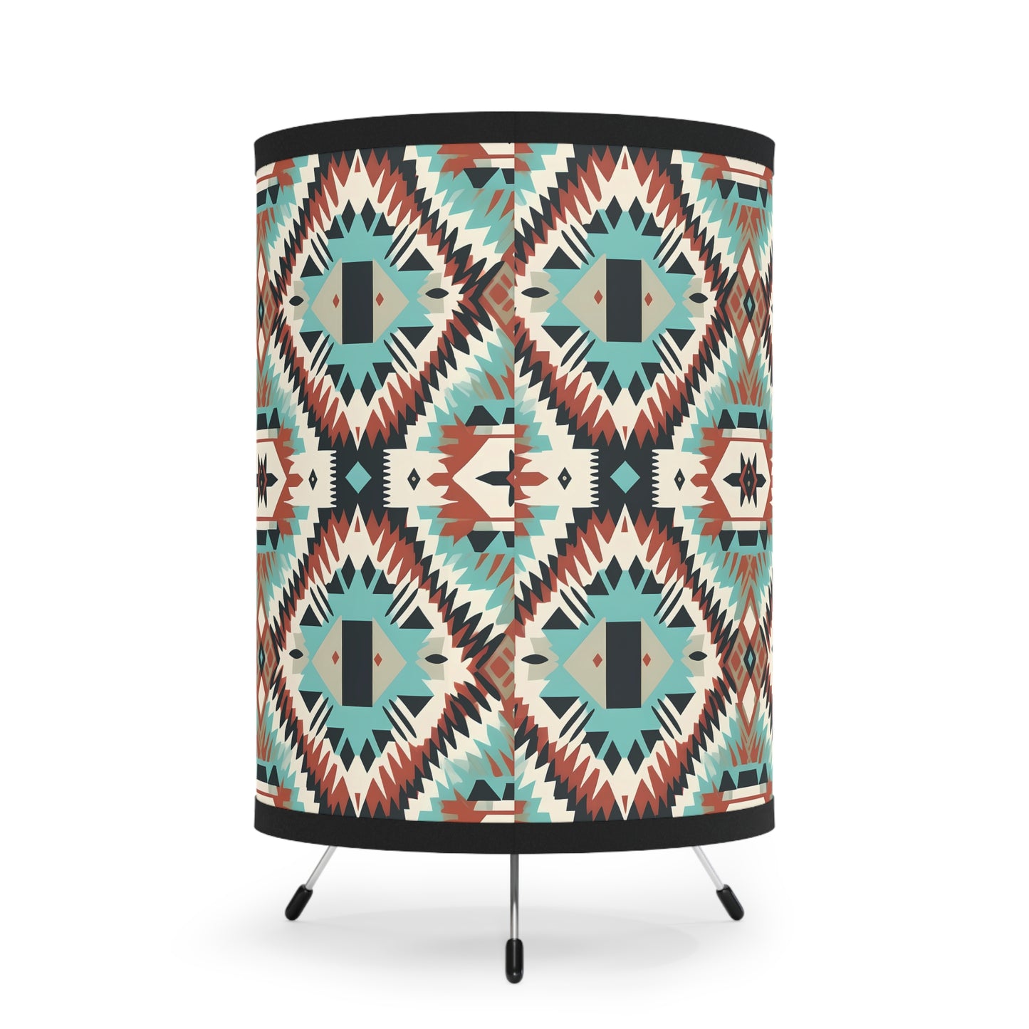 Bohemian Tripod Lamp - Colorful Geometric Shade for Cozy Living Room, Bedroom Decor, Tribal Style Lighting, Unique Gift Idea, Home