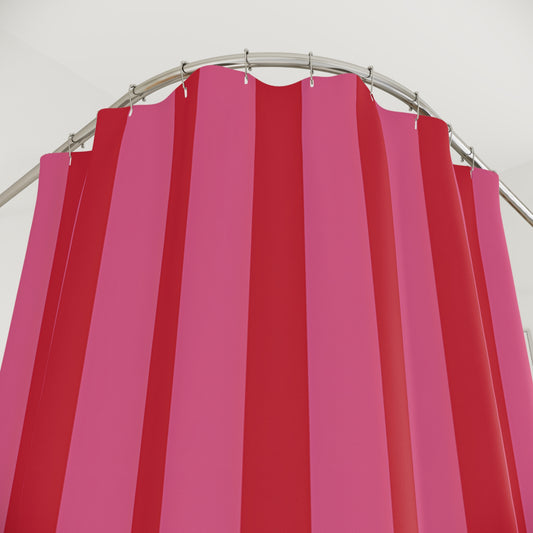 Pink Red Striped Shower Curtain | Vertical Ombre Bathroom Decor