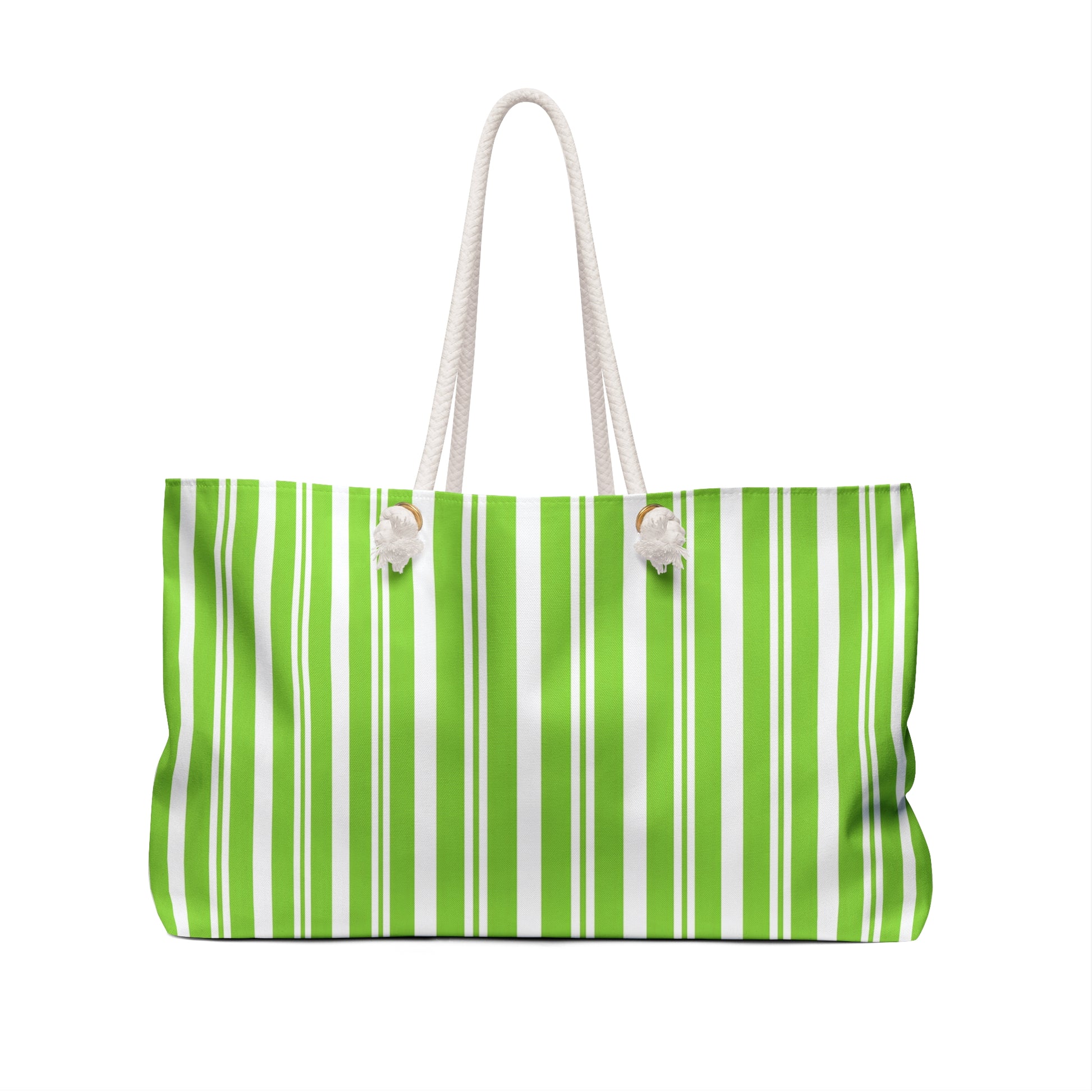 Striped Green Weekender Bag - Perfect for Travel, Gym, Beach, Eco-Friendly Tote, Gift for Adventurers, Stylish Storage - LOLA VEGAS ART