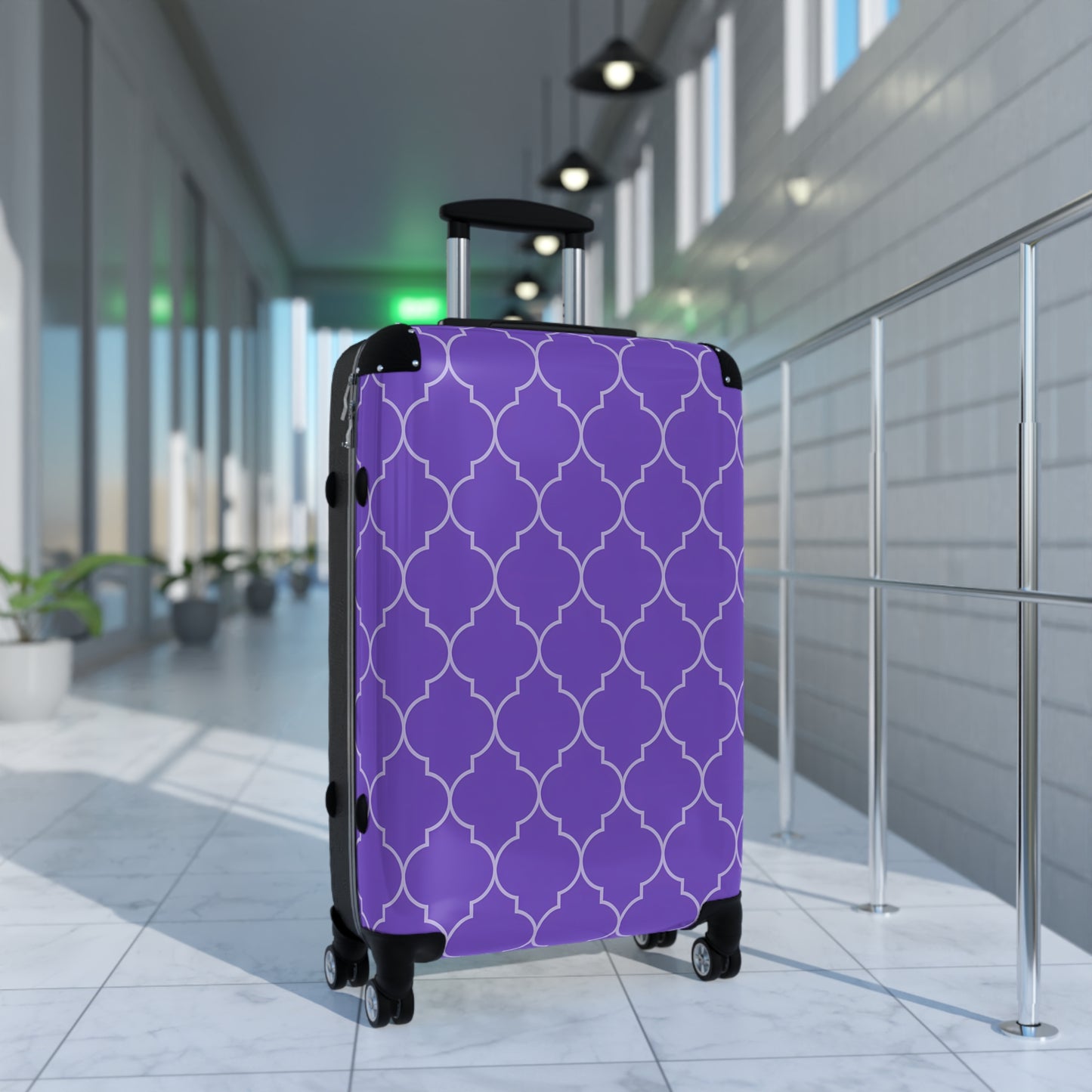 Elegant Purple Patterned Suitcase - Stylish Travel Luggage, Weekend Getaway, Travel Accessories, Vacation Essentials, Gift for Travelers - LOLA VEGAS ART
