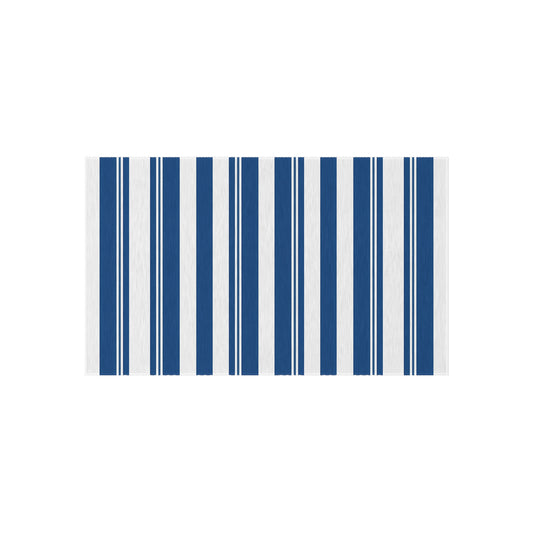 Navy Blue Stripe Outdoor/Indoor Rug | Patio Deck Mat