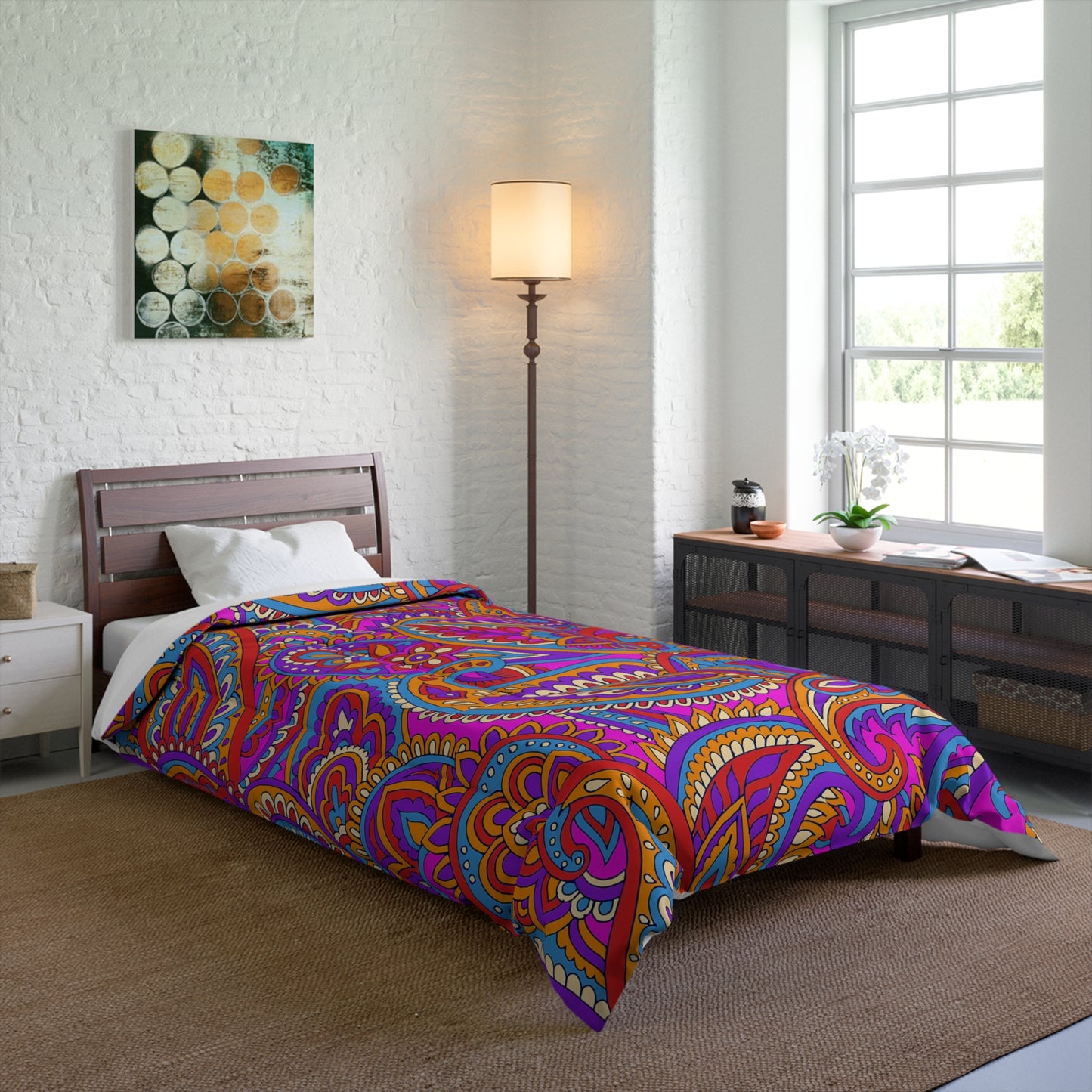 Purple and Blue Bohemian Aztec Comforter, Cozy Bedding for Tribal Decor, Perfect for Home, Dorm, Boho Room, Gift for Her, Boho Chic - LOLA VEGAS ART