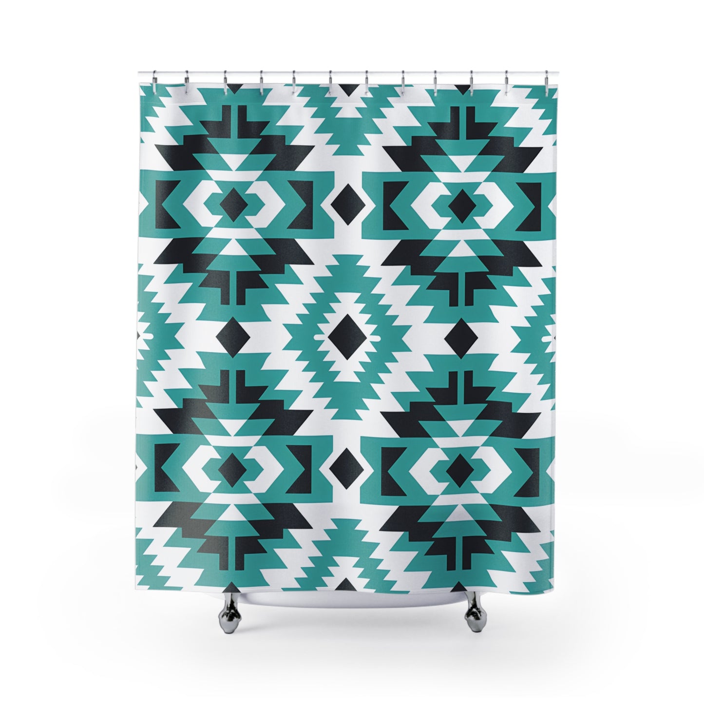 Aztec-Inspired Shower Curtain: Modern Bathroom Decor, Bohemian Home Accessory, Gift for Housewarming, Unique Bathroom Design, Vibrant Tribal - LOLA VEGAS ART