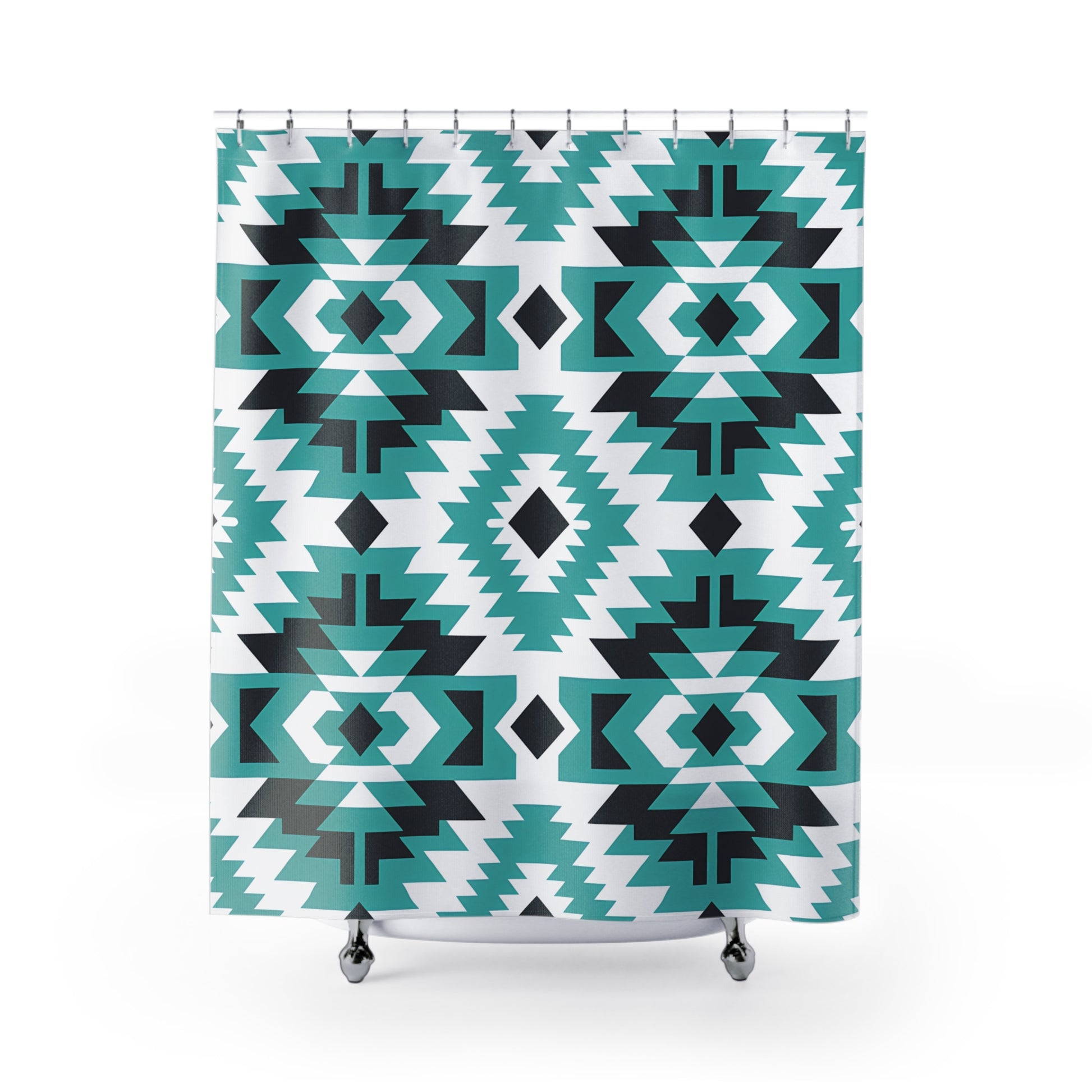 Aztec-Inspired Shower Curtain: Modern Bathroom Decor, Bohemian Home Accessory, Gift for Housewarming, Unique Bathroom Design, Vibrant Tribal - LOLA VEGAS ART