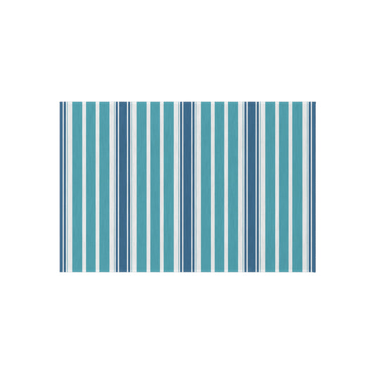 Blue Teal White Stripe Outdoor/Indoor Rug | Patio Deck Mat