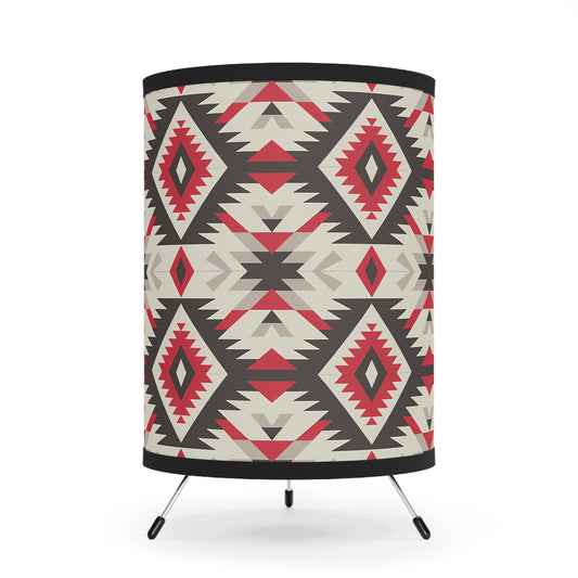 Tribal Pattern Tripod Lamp, Boho Home Decor, Adjustable Lighting for Living Room, Unique Gift for Housewarming, Nightstand Light - LOLA VEGAS ART