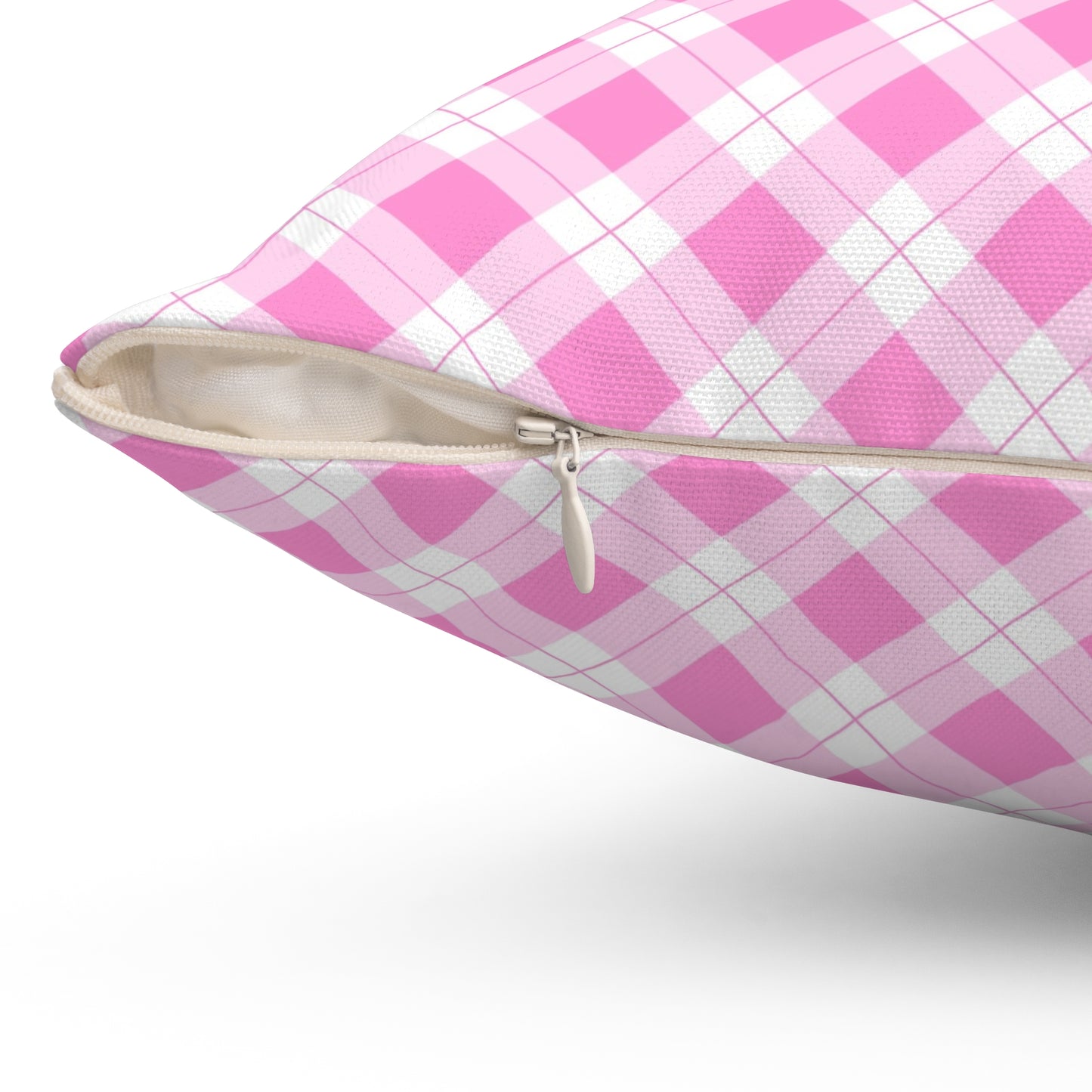 Pink Plaid Decorative Pillow, Cozy Home Accent, Cute Gift for Her, Farmhouse Decor, Living Room Throw Pillow - LOLA VEGAS ART
