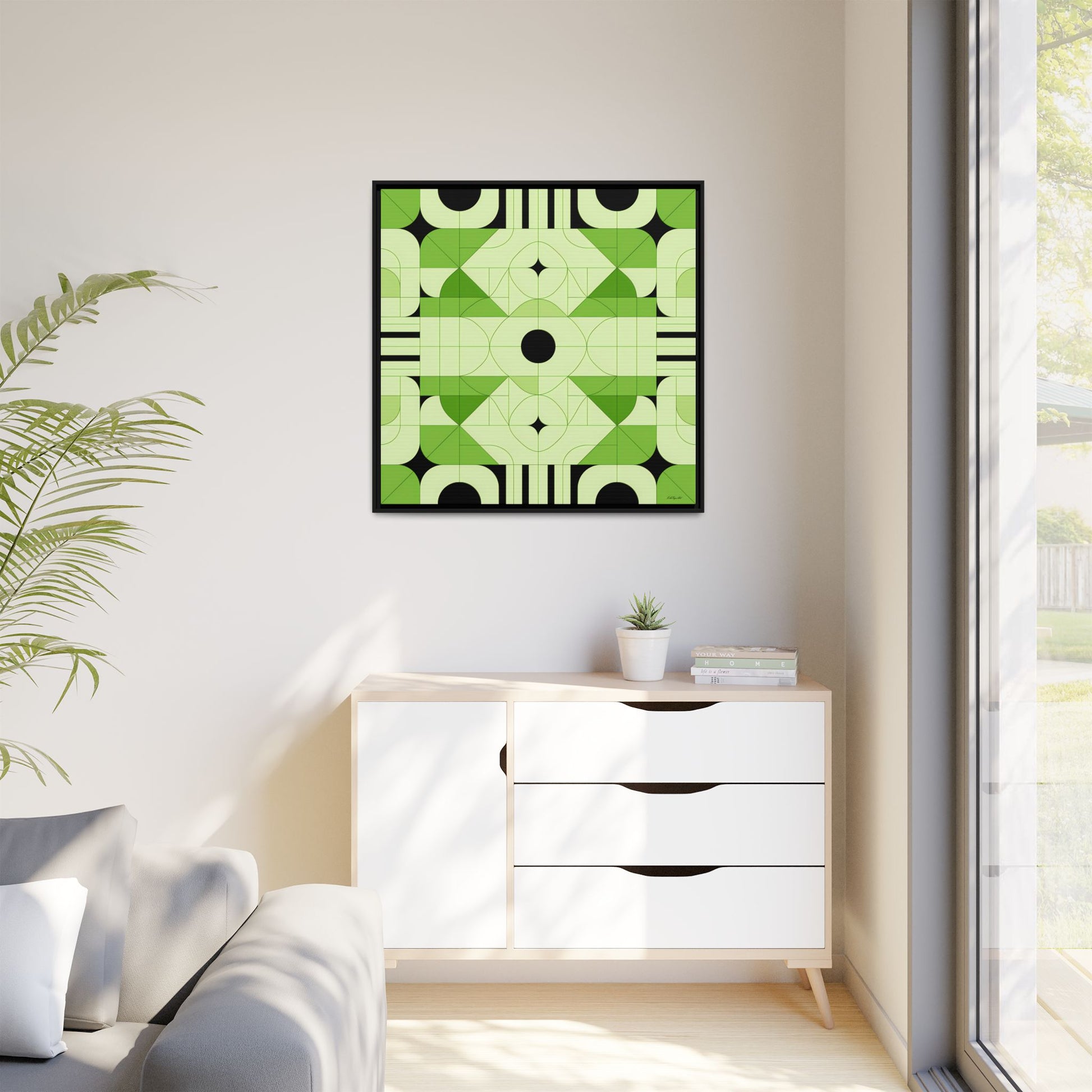 Abstract Green Geometric Art Print, Modern Framed Wall Art, Home Decor, Green Wall Art, Gift for Art Lovers, Minimalist Art - LOLA VEGAS ART