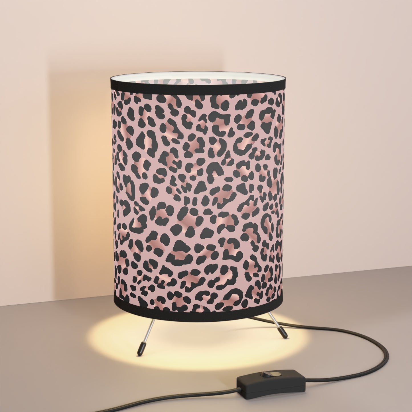 Table Lamp, Pink Black Leopard Print, Hollywood Regency Glam Decor, US CA Plug, High-Res Shade, Feminine Bedroom Lighting, Girly Home - LOLA VEGAS ART