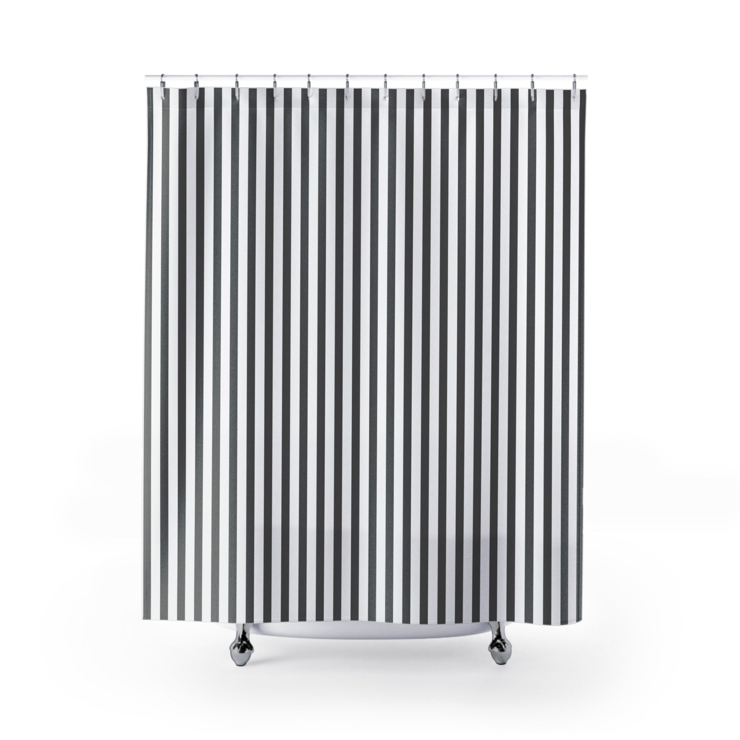 Modern Minimalist Striped Shower Curtain, Bath Decor, Bathroom Makeover, Gift for Home, Gray White Stripe, Stylish Bath, Gift For Him - LOLA VEGAS ART