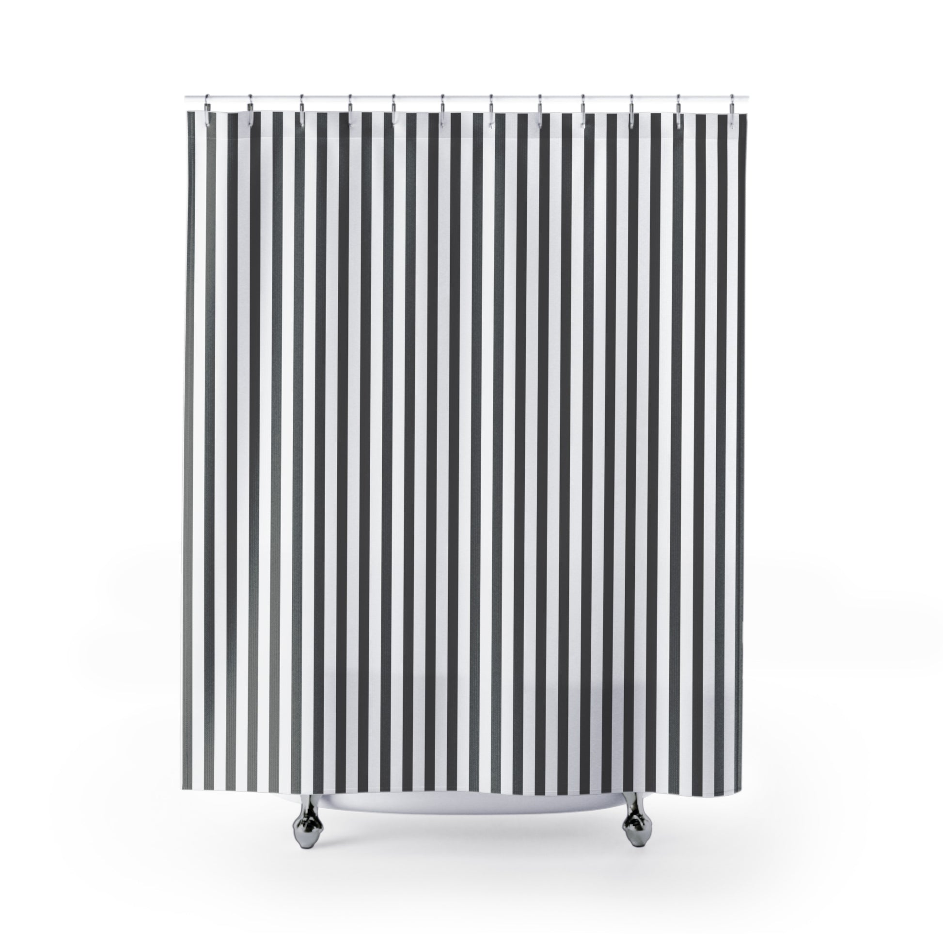 Modern Minimalist Striped Shower Curtain, Bath Decor, Bathroom Makeover, Gift for Home, Gray White Stripe, Stylish Bath, Gift For Him - LOLA VEGAS ART