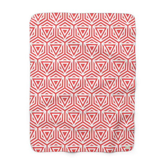 Red Geometric Triangle Pattern Sherpa Blanket | Cozy Fleece Throw, Warm Throw for Home Decor, Perfect Gift for Winter, and Cozy Nights