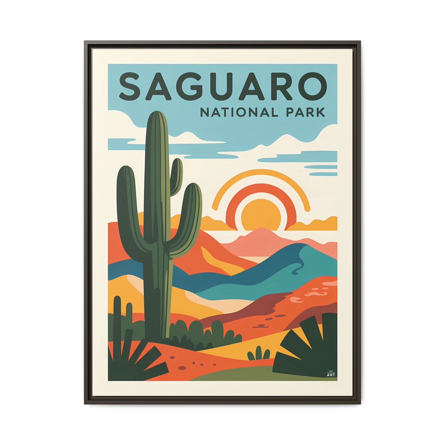 Saguaro National Park Art Print, Matte Canvas Framed, Home Decor, Nature Wall Art, Gallery Style Decoration, Gift for Adventurers - LOLA VEGAS ART