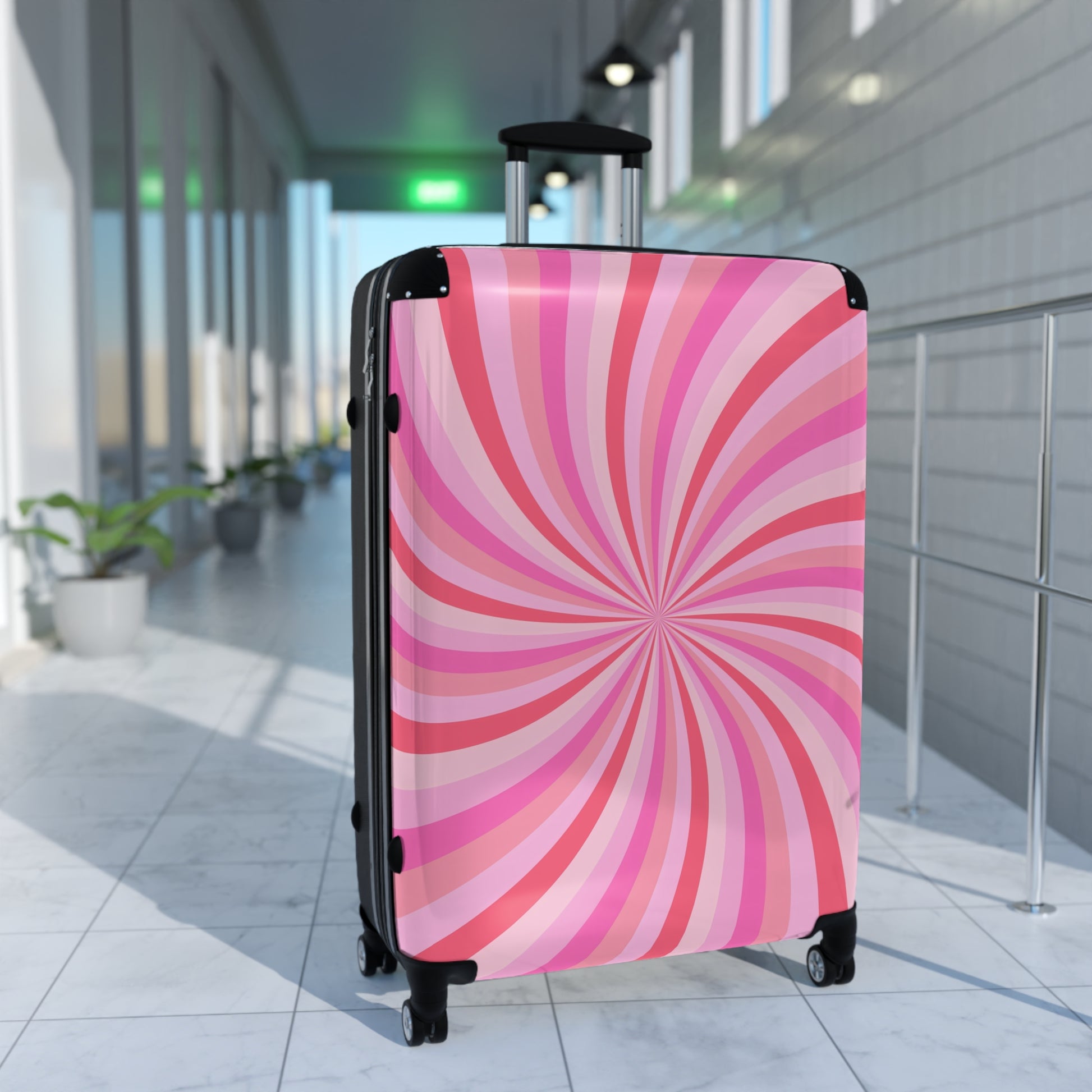 Colorful Pink Swirl Suitcase, Travel Luggage, Pink Spinner Case for Vacation, Unique Travel Accessory, Fun Baggage, Teen Girl Travel - LOLA VEGAS ART