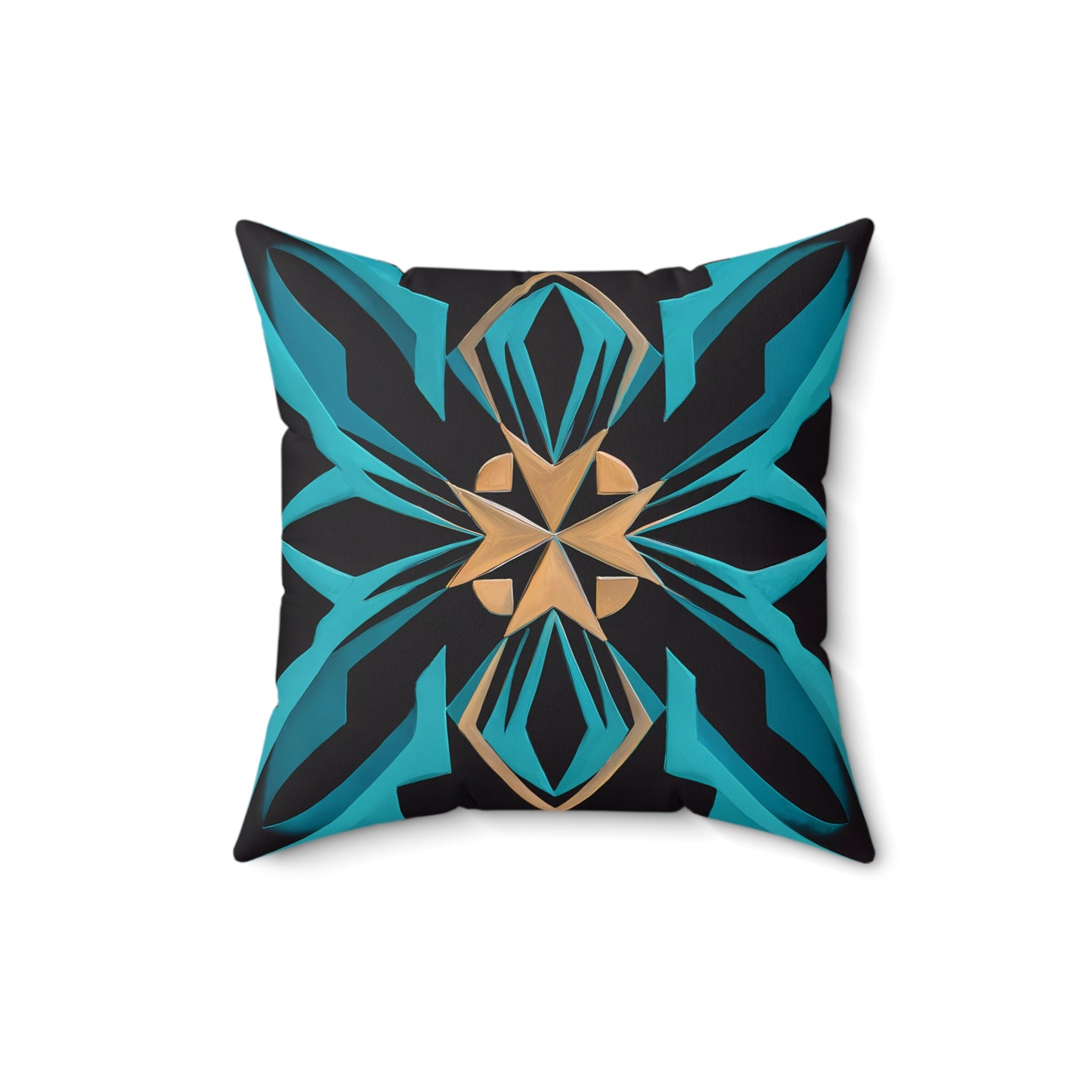 Art Deco Square Pillow, Turquoise Black Gold Retro Glam Hollywood Regency Home Decor, Throw Cushion Cover, Decorative Accent, Unique Gift - LOLA VEGAS ART