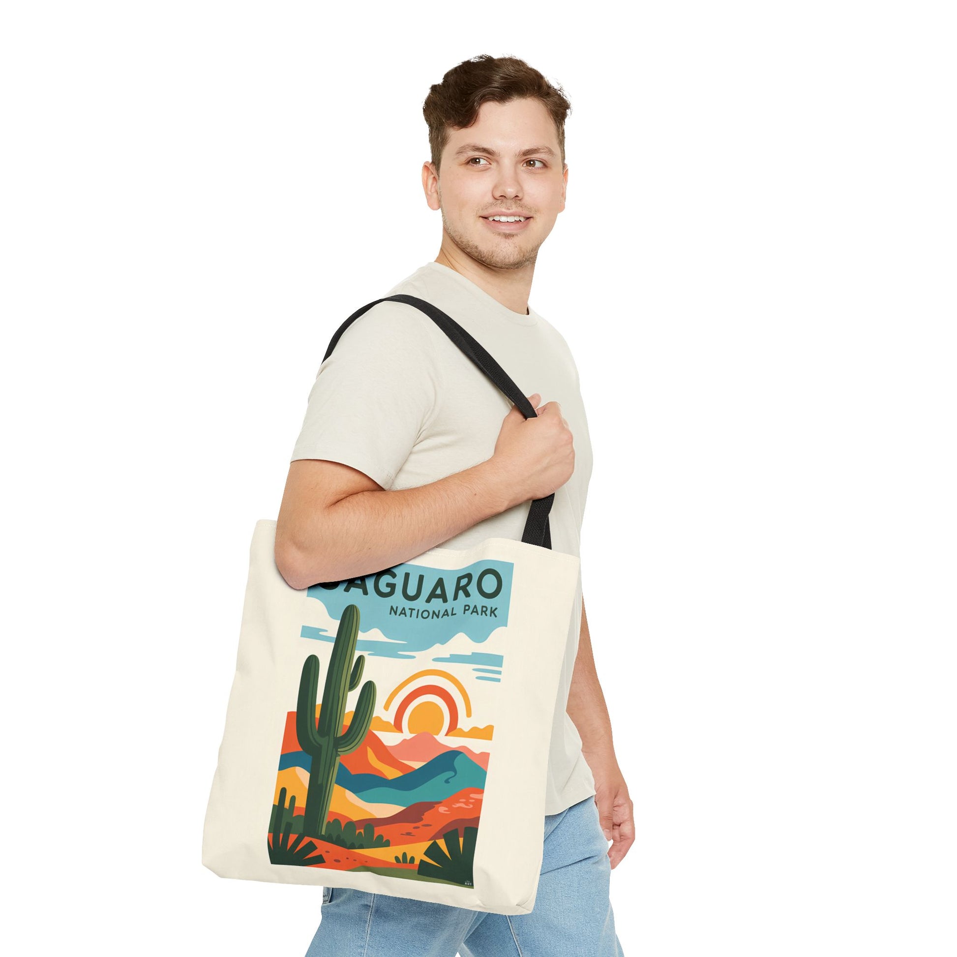 Saguaro National Park Tote Bag, Eco-Friendly Shopping Bag, Cactus Design, Nature Lover Gift, Hiking Bag, Travel Accessory - LOLA VEGAS ART