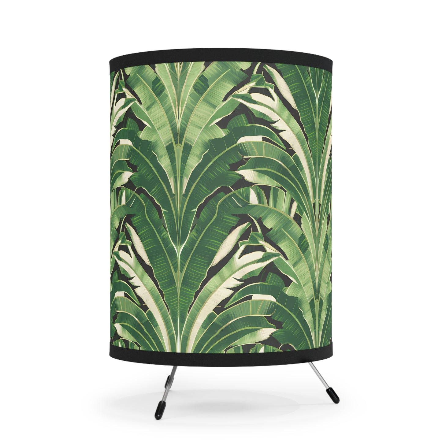 Table Lamp, Palm Leaf Hollywood Regency Glamorous Tropical Home Decor Light Fixture, US CA Plug, Tripod Lamp, Unique Living Room Bedroom - LOLA VEGAS ART