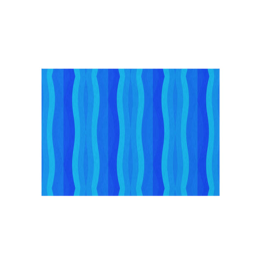 Blue Wave Stripe Outdoor Rug | Coastal Patio Mat