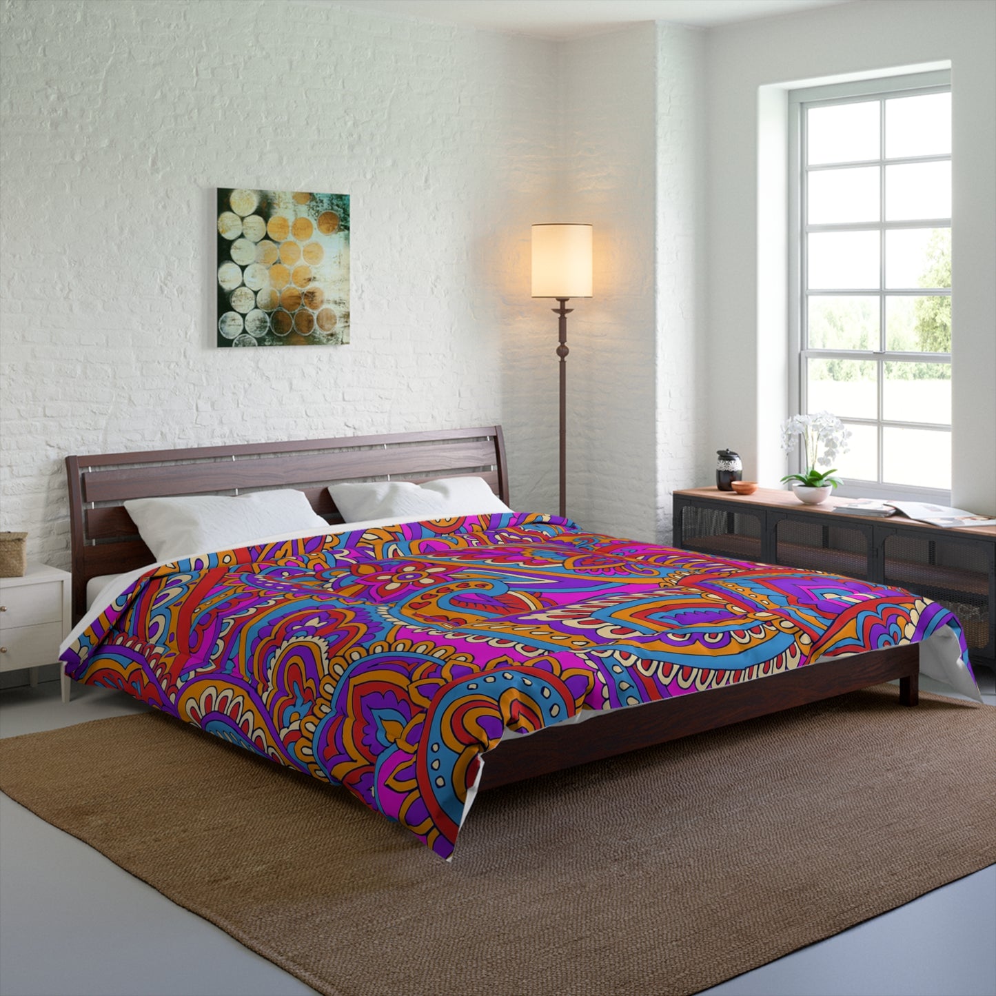 Purple and Blue Bohemian Aztec Comforter, Cozy Bedding for Tribal Decor, Perfect for Home, Dorm, Boho Room, Gift for Her, Boho Chic - LOLA VEGAS ART