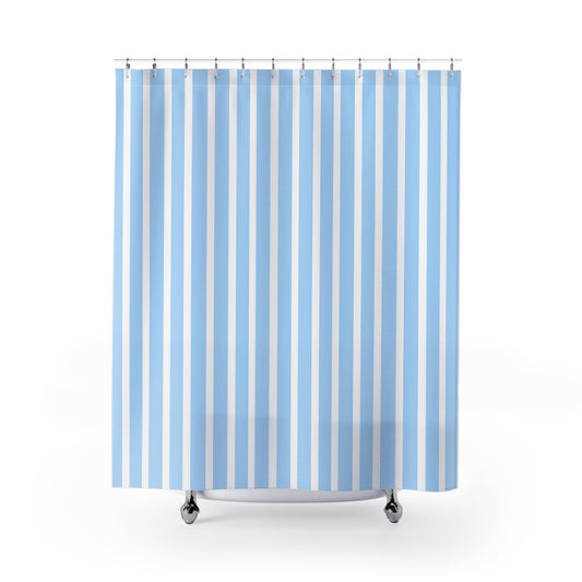 Refreshing Blue Striped Shower Curtain - Vibrant Bathroom Decor, Ocean Breeze, Beach Vibe, Home Makeover, Summer Style, Gift Idea - LOLA VEGAS ART