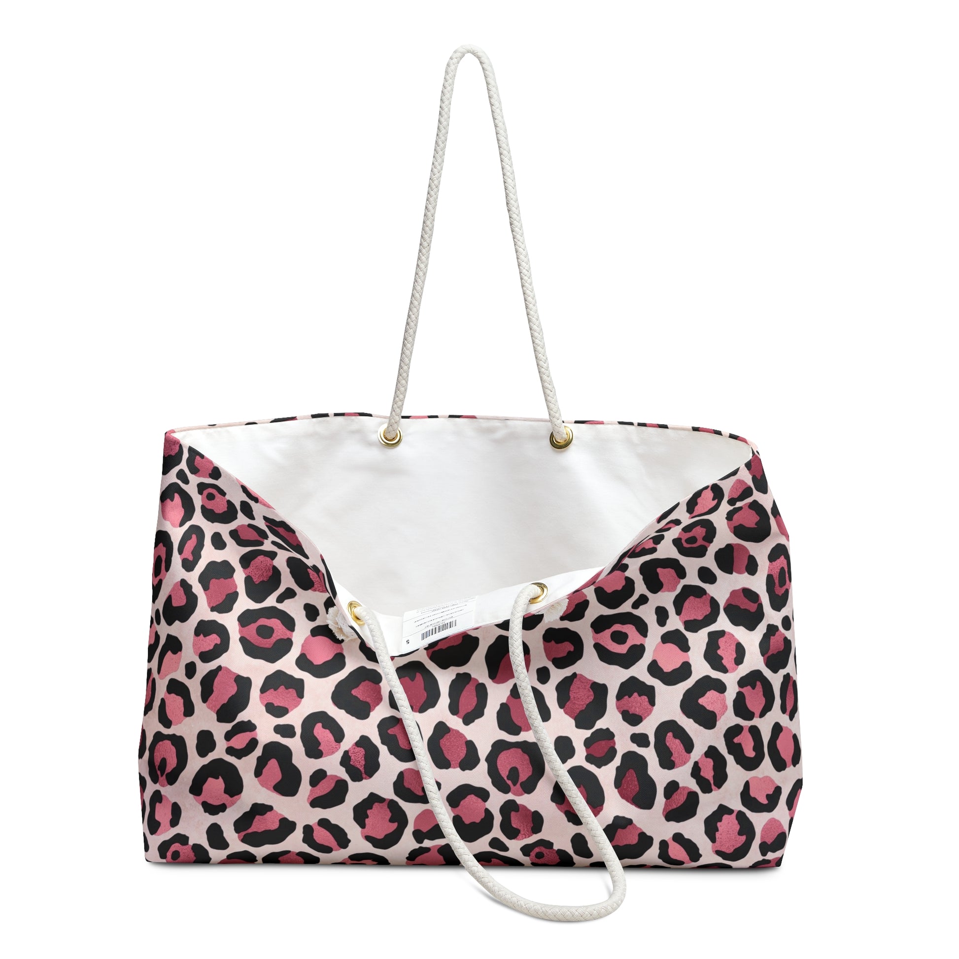 Trendy Pink Leopard Print Weekender Bag - Perfect for Travel, Gym, or Beach, Stylish Tote, Gift for Her, Weekend Escape - LOLA VEGAS ART