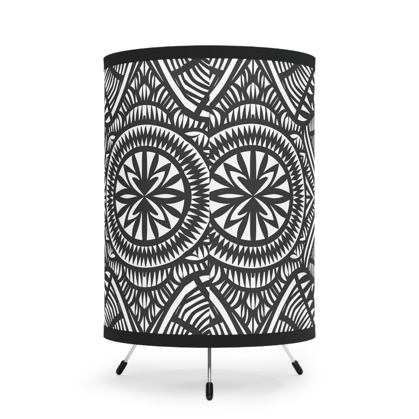 Table Lamp, Black and White Tribal Design, US\CA Plug, lamp, Bedside lamp, Nightstand light, Home office lighting, Boho decor - LOLA VEGAS ART