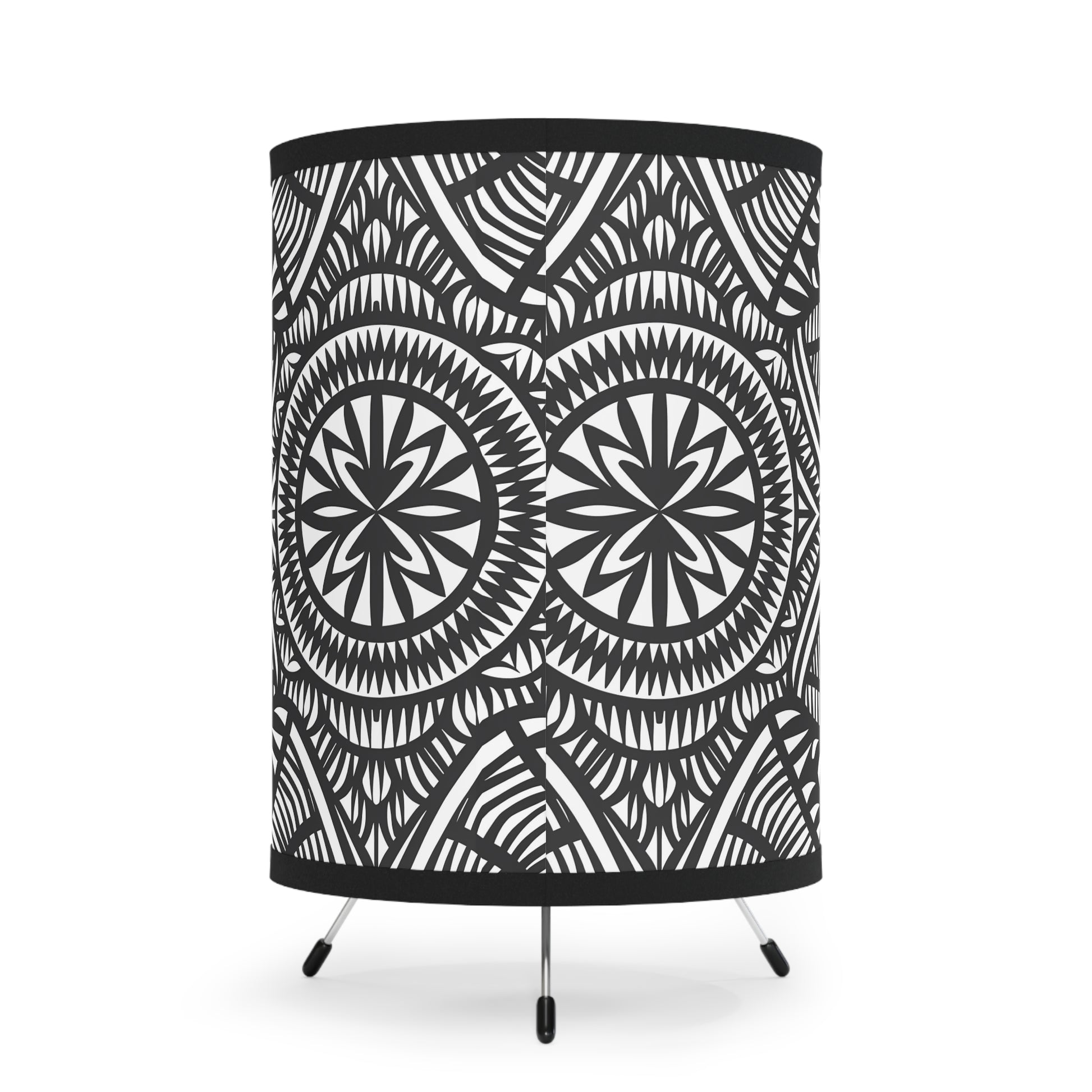 Table Lamp, Black and White Tribal Design, US\CA Plug, lamp, Bedside lamp, Nightstand light, Home office lighting, Boho decor - LOLA VEGAS ART