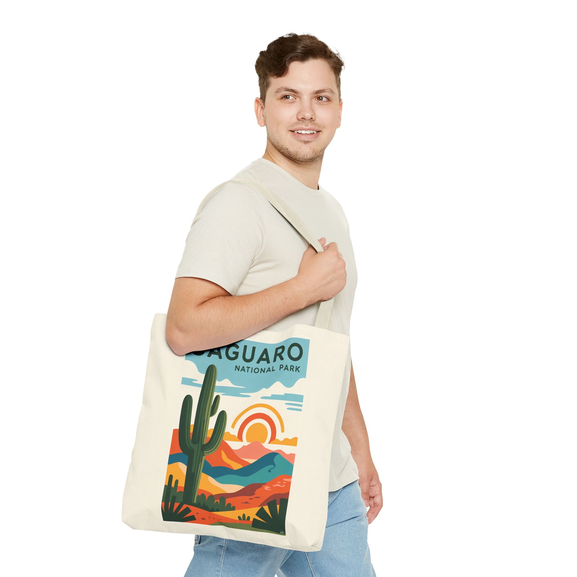 Saguaro National Park Tote Bag, Eco-Friendly Shopping Bag, Cactus Design, Nature Lover Gift, Hiking Bag, Travel Accessory - LOLA VEGAS ART