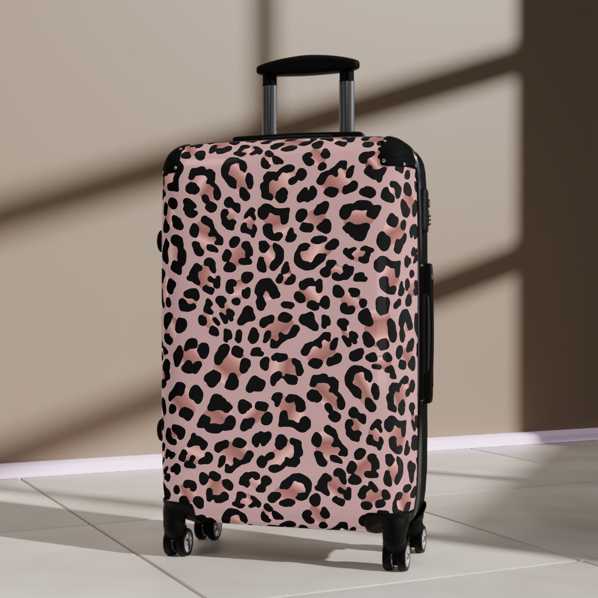 Suitcase, Luggage, Travel Bag, Suitcase for Women, Leopard Print Suitcase, Pink and Black Luggage, Glam Traveler Gift, Luxury Suitcase, - LOLA VEGAS ART