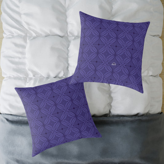 Geometric Mosaic Pattern Square Poly Canvas Pillow | Purple Tile Design