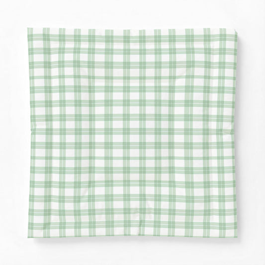 Green White Plaid Cotton Comforter | Pastel Check Bedding