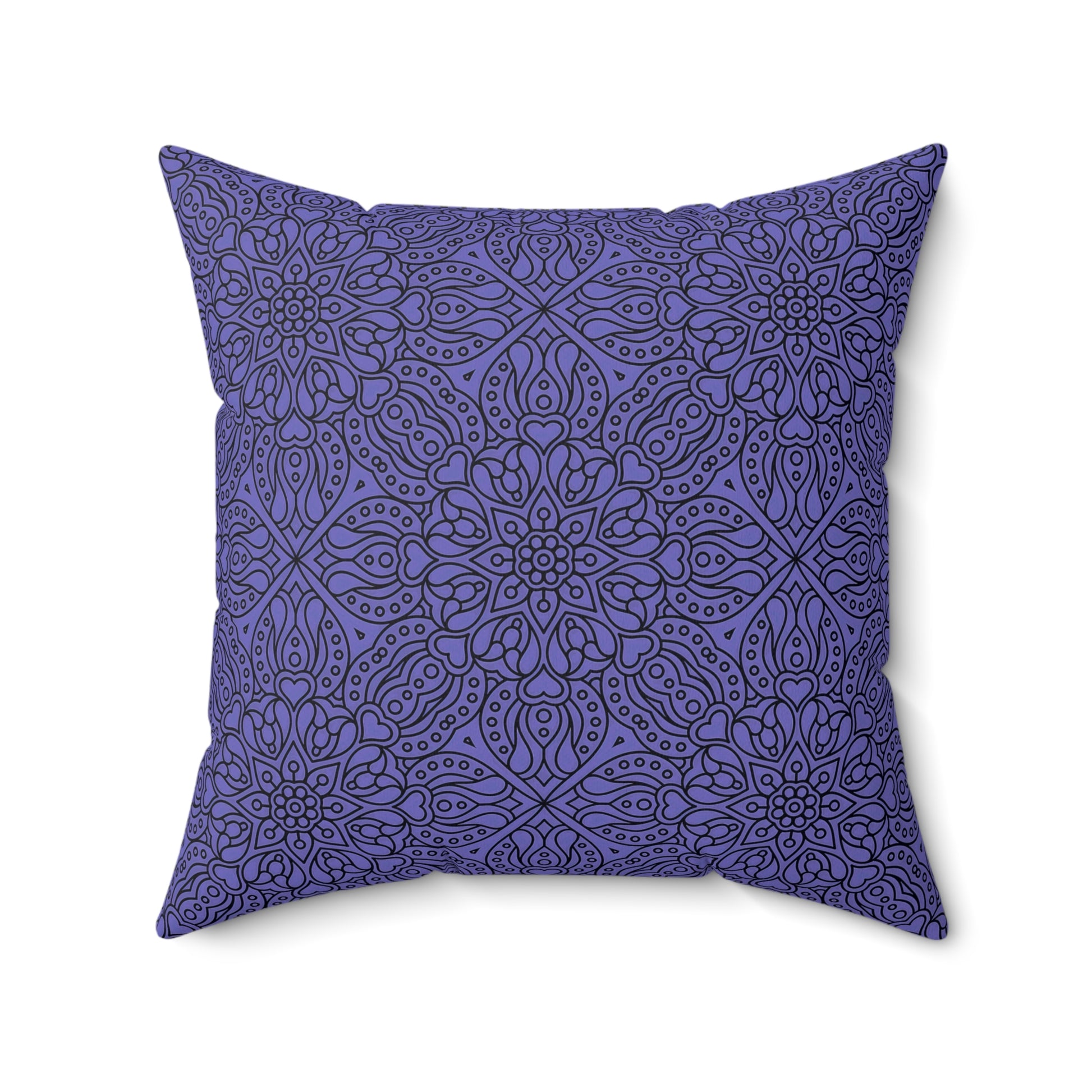 Purple and Black Boho Mandala Square Pillow, Cozy Home Decor, Unique Gift for Housewarming, Elegant Bedroom Accent, Meditation Cushion - LOLA VEGAS ART