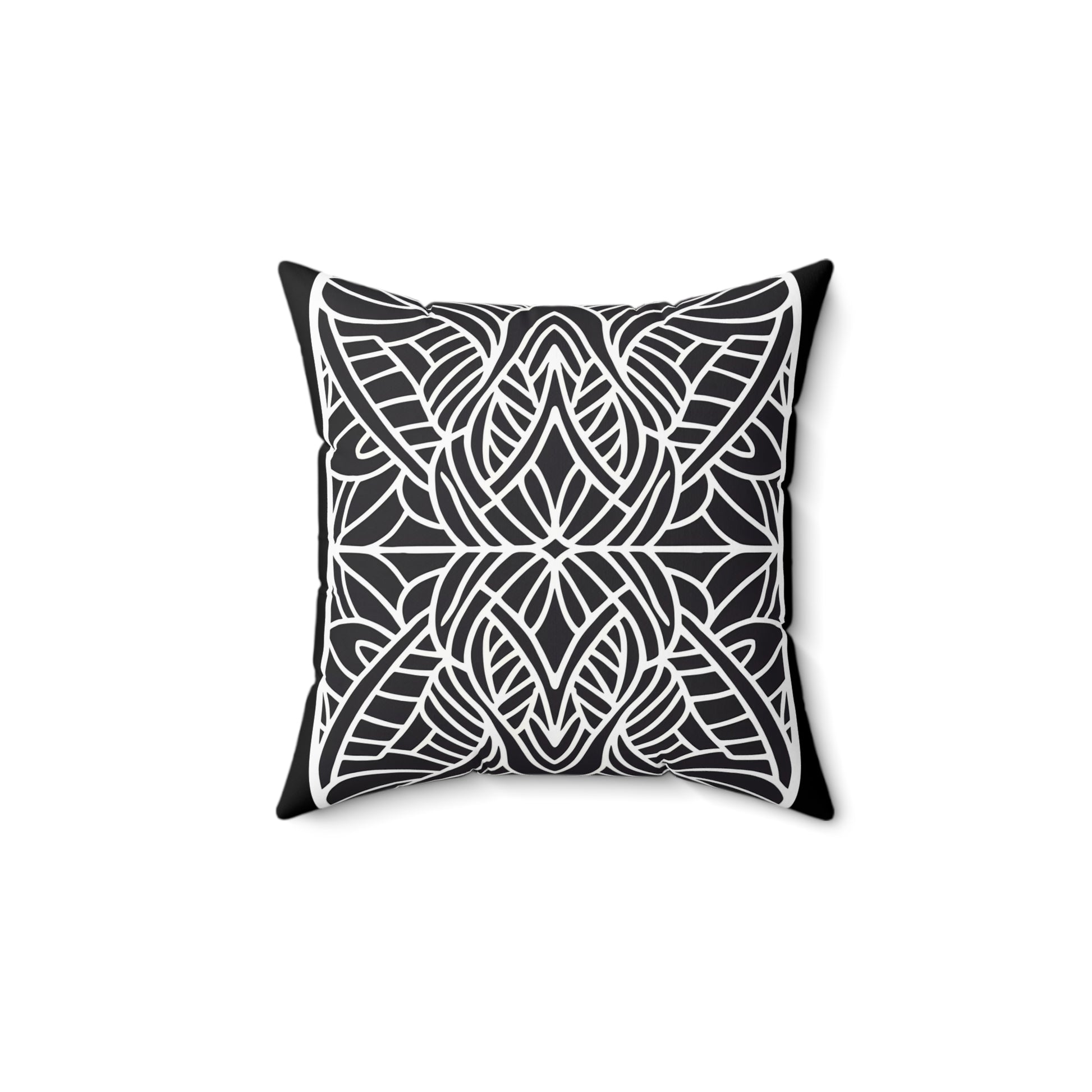 Square Pillow - Black and White Tribal Design Ethnic and Dramatic - LOLA VEGAS ART