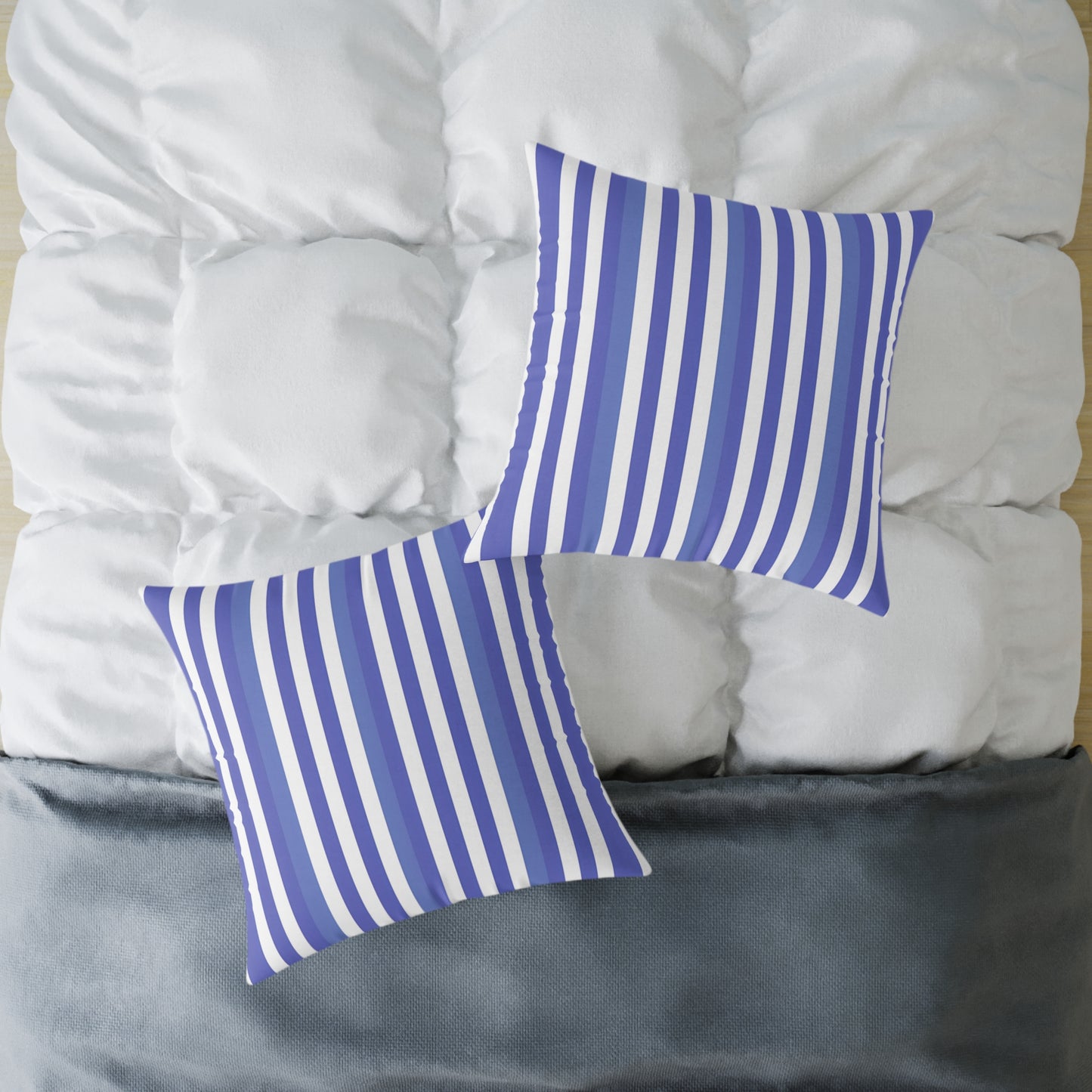 Periwinkle Purple White Vertical Stripe Pillow | Coastal Nautical Cushion Cover